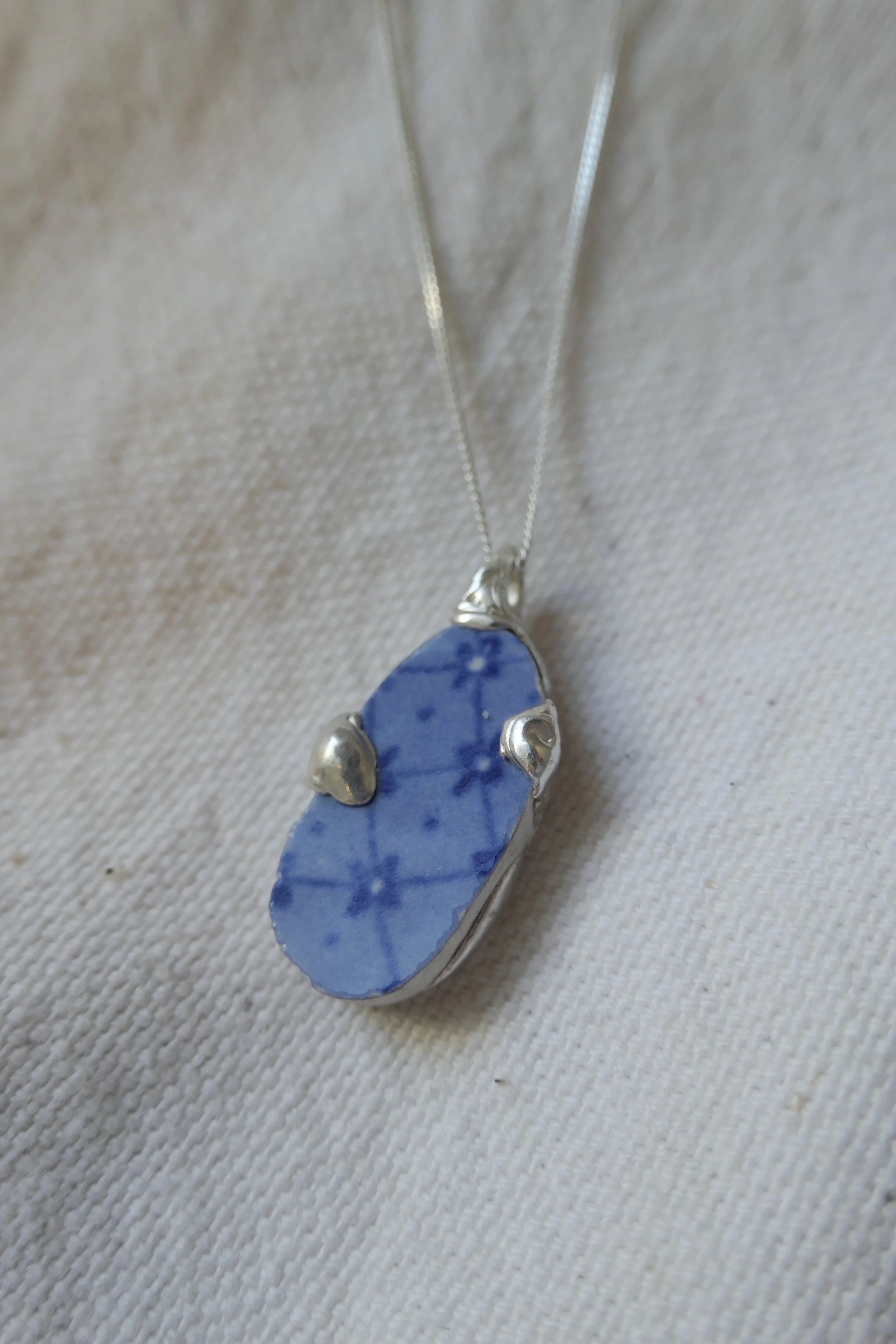 Organic Cast Blue Pottery Necklace