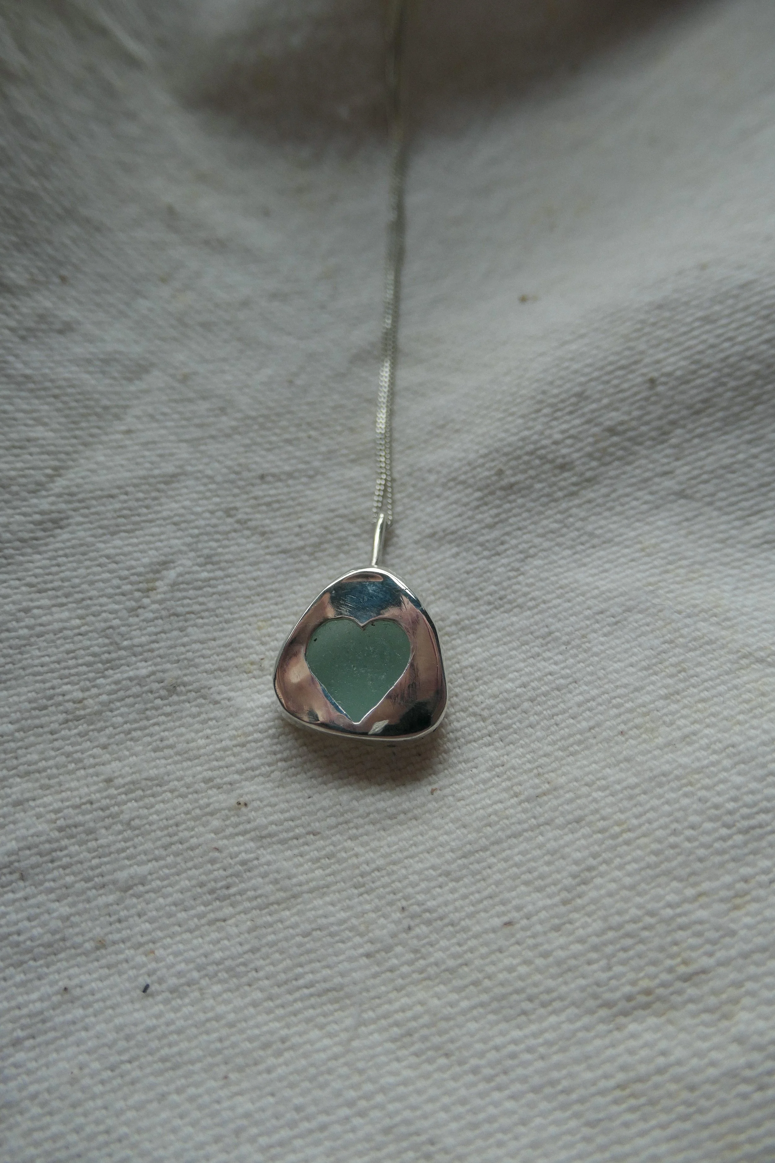 Teal Heart Sea Glass Necklace