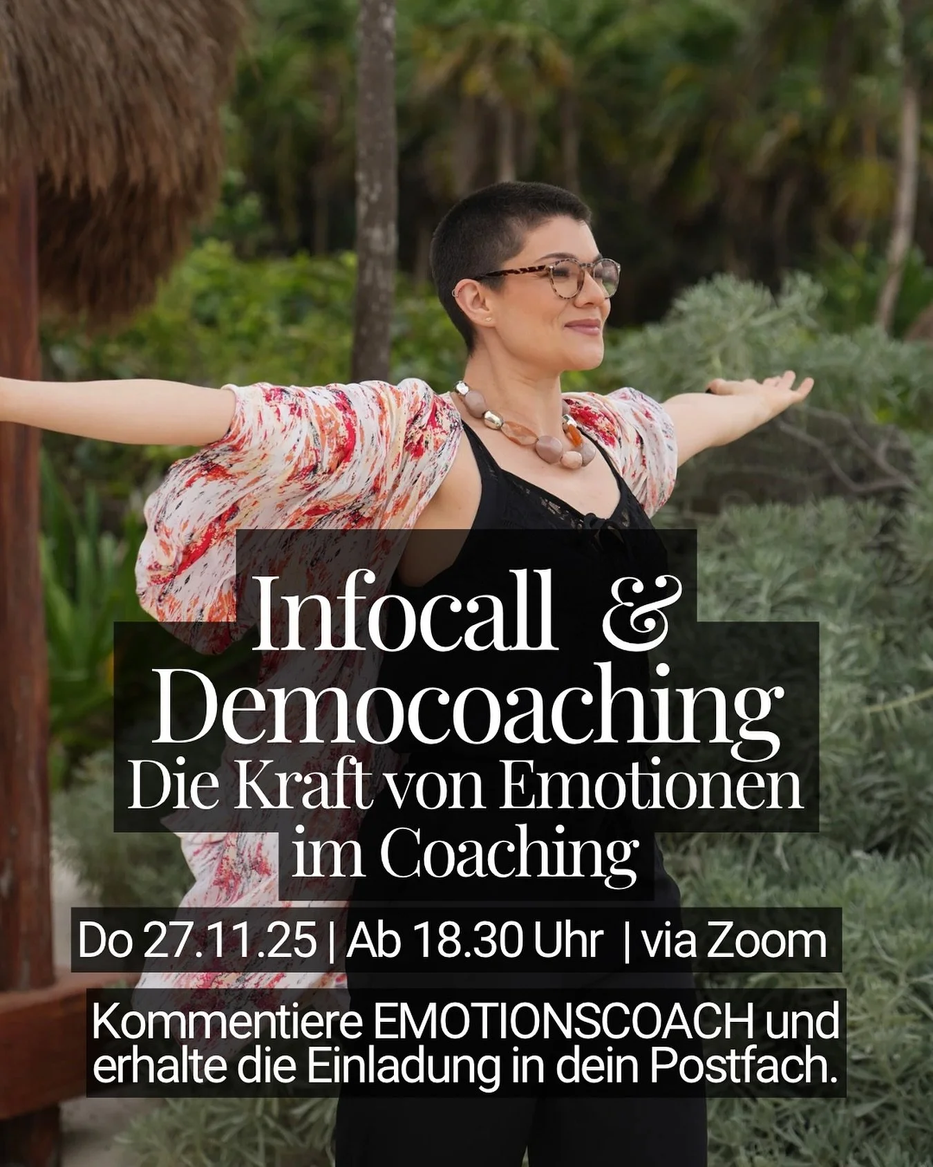 Am Donnerstag, den 27. November findet ein Infocall und ein Democoaching zur Emotionscoaching-Ausbildung statt, zu dem ich dich herzlich einlade.

Ab 18:30 Uhr findet der INFOCALL statt. 

Ab 20 Uhr ein DEMOCOACHING, in dem du selbst beobachten kanns