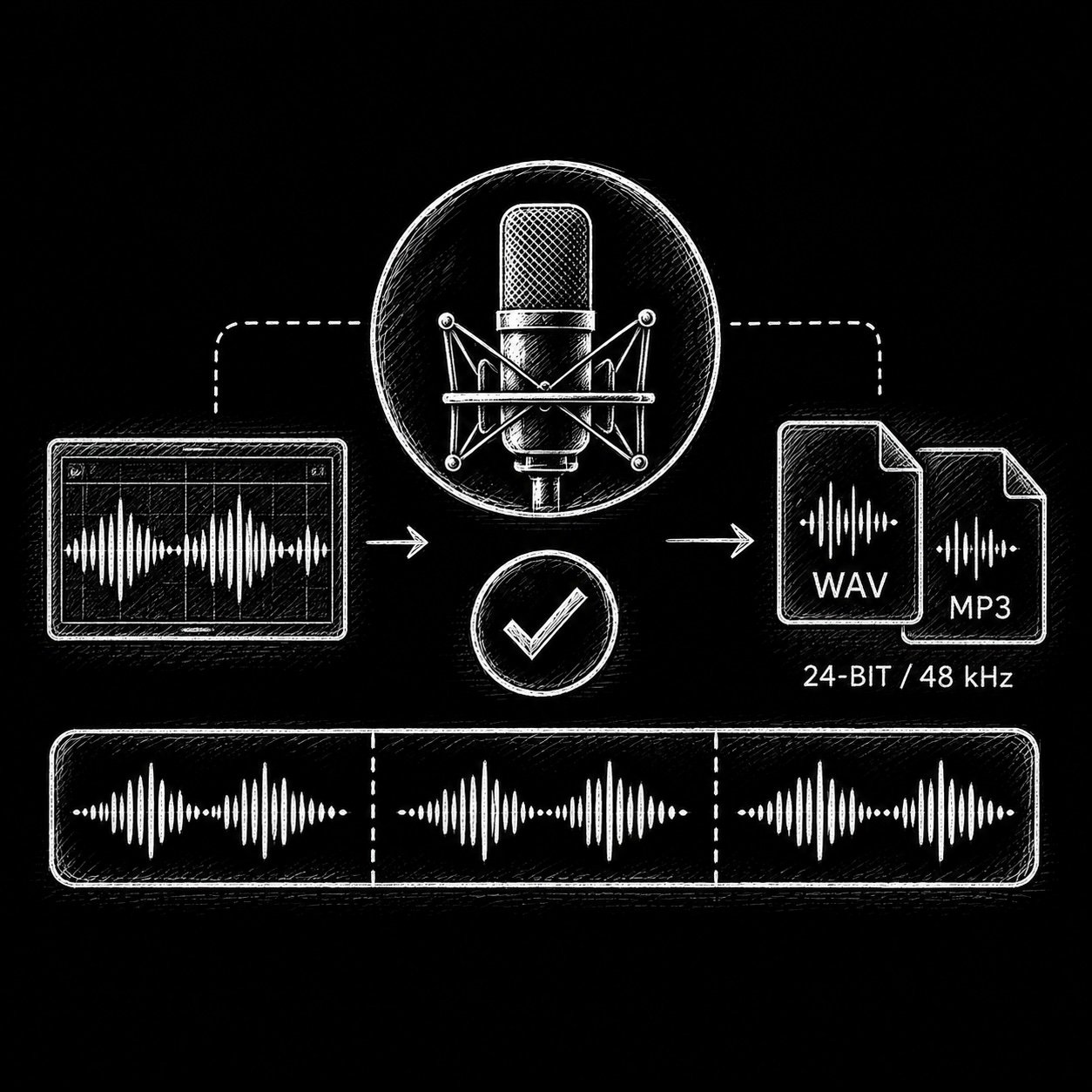 Illustration of clean, broadcast-ready recordings