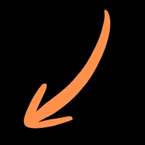 A large orange arrow pointing downward on a black background.