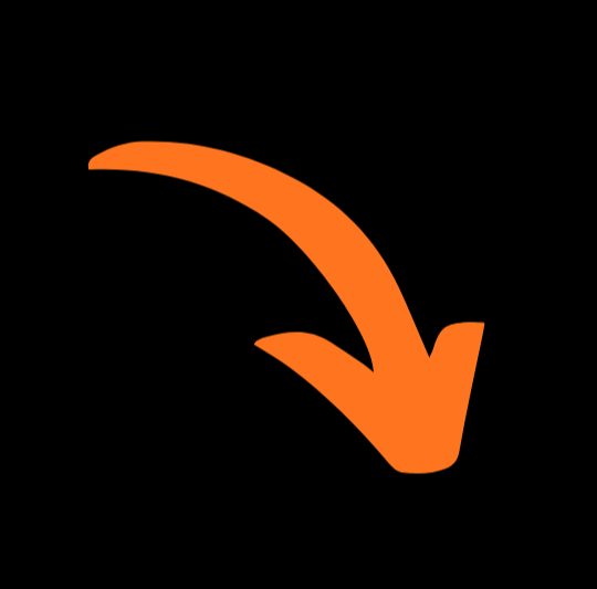 An orange downward arrow pointing to the right on a black background.