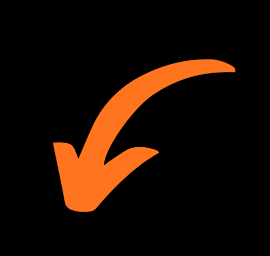 Orange check mark pointing downward against a black background