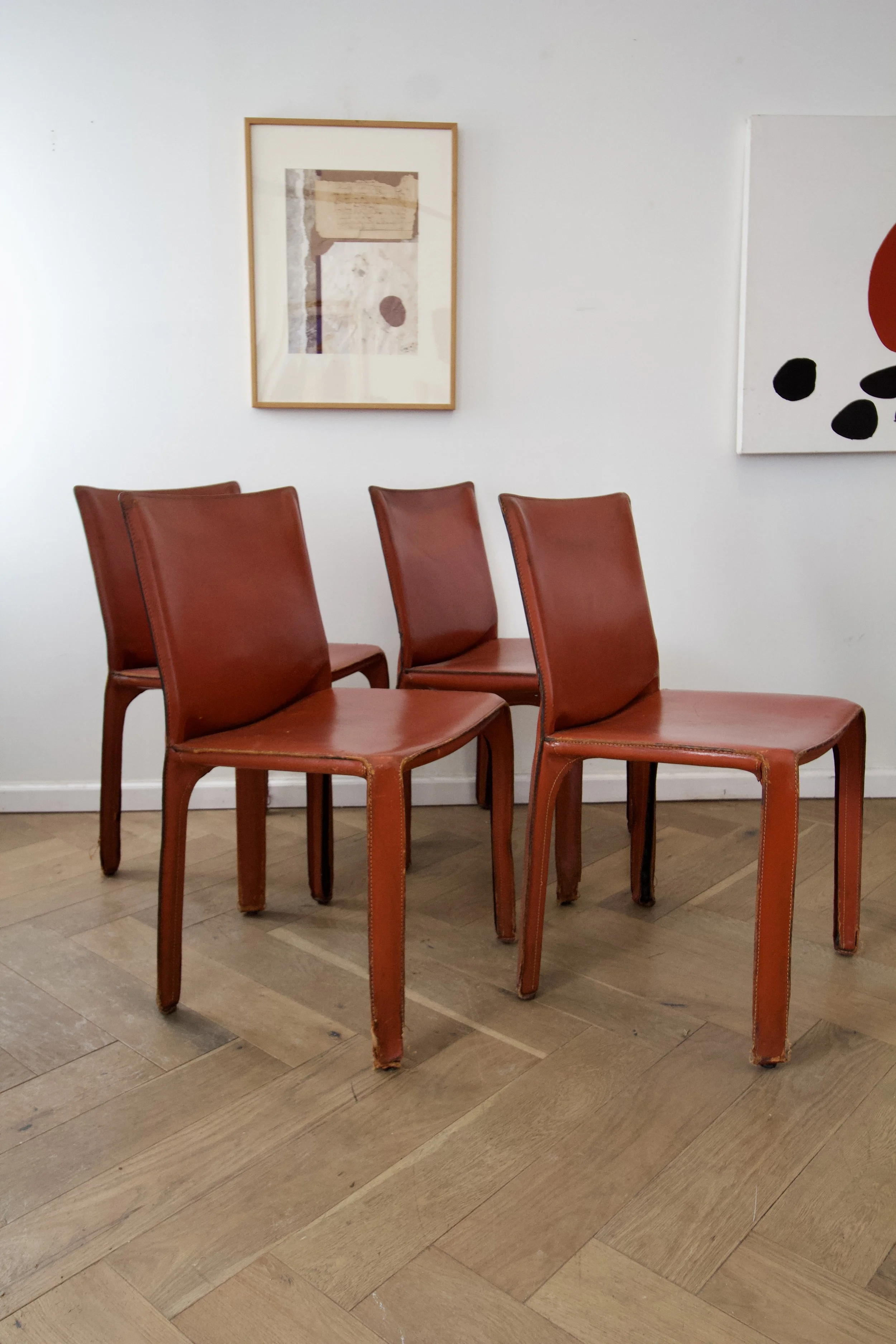 A Set of 4 CAB 412/413 Chairs Designed by Mario Bellini for Cassina
