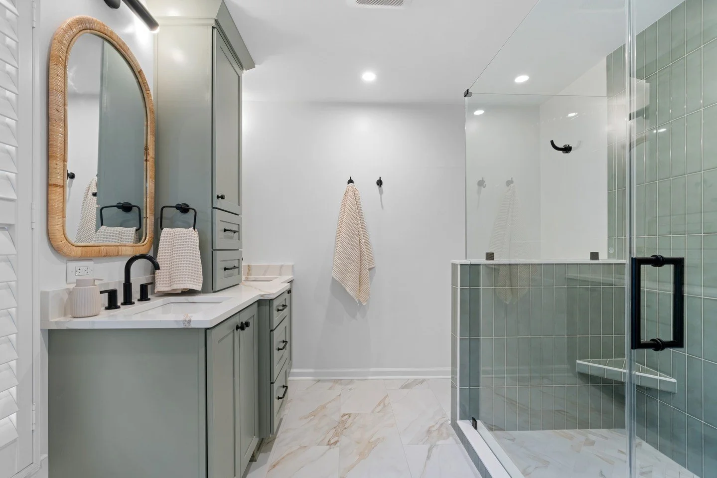 Sophisticated. Seamless. Designed for living.⁠
The first photo shows the after a complete master bathroom transformation designed by Canter &amp; Co. and built by Canter Construction. The second photo shows where it all began.⁠
⁠
What was once a clos