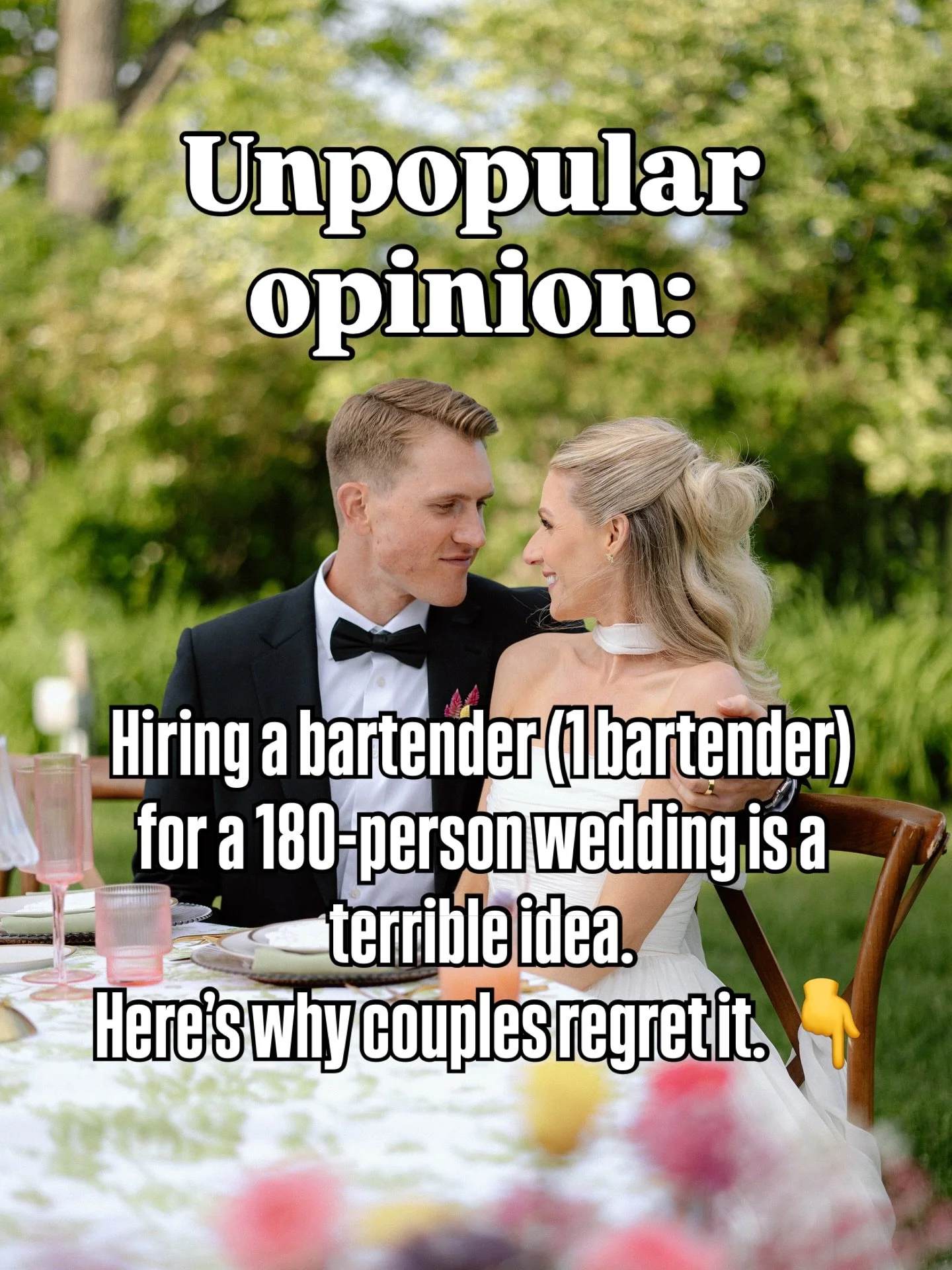 We answered an email this week with a potential bride who was unsure if whether it was best to book us or a single bartender for an 180 person wedding and thought it would be a great time to discuss something most engaged couples forget OR most coupl