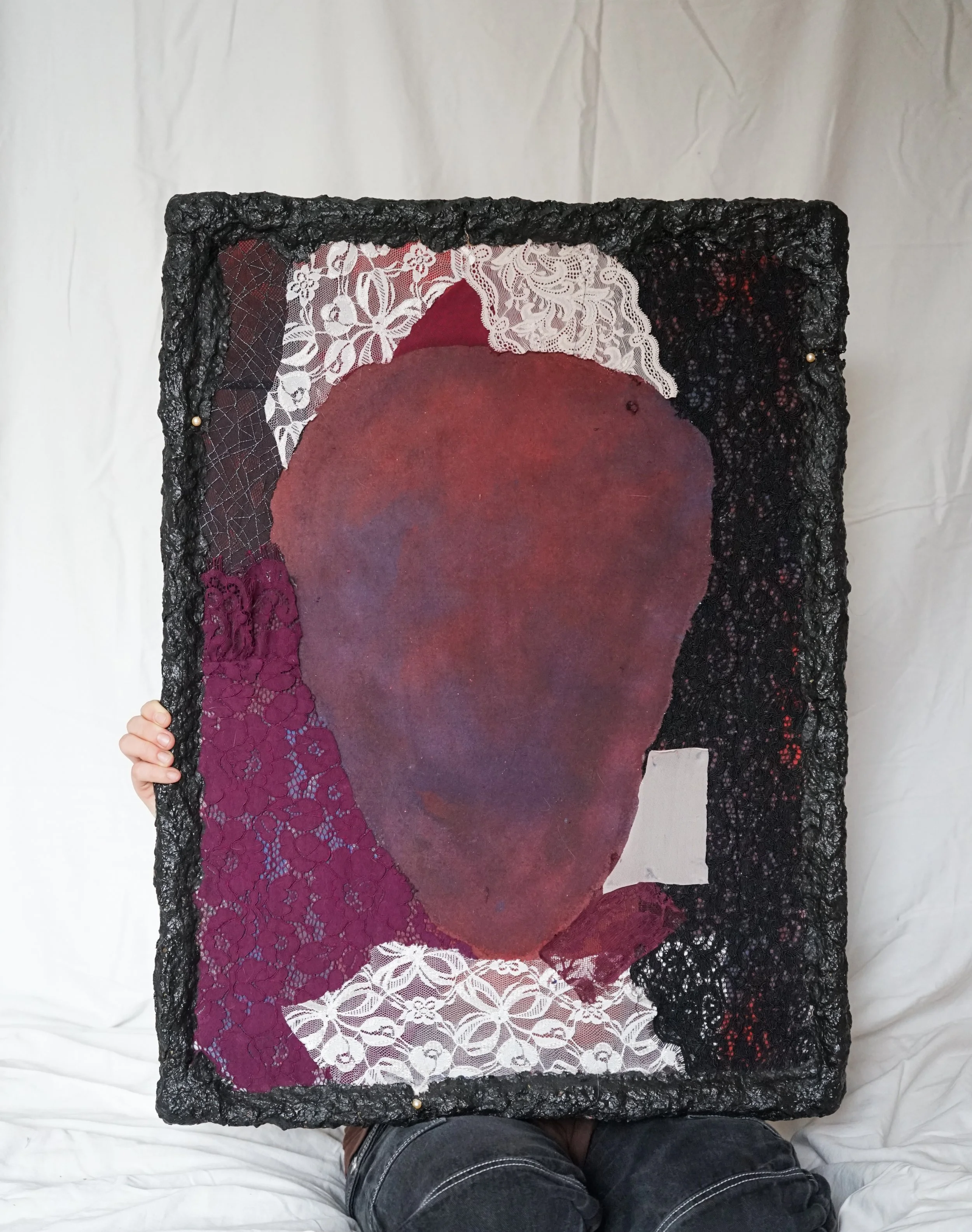 upcycled lace, cardboard