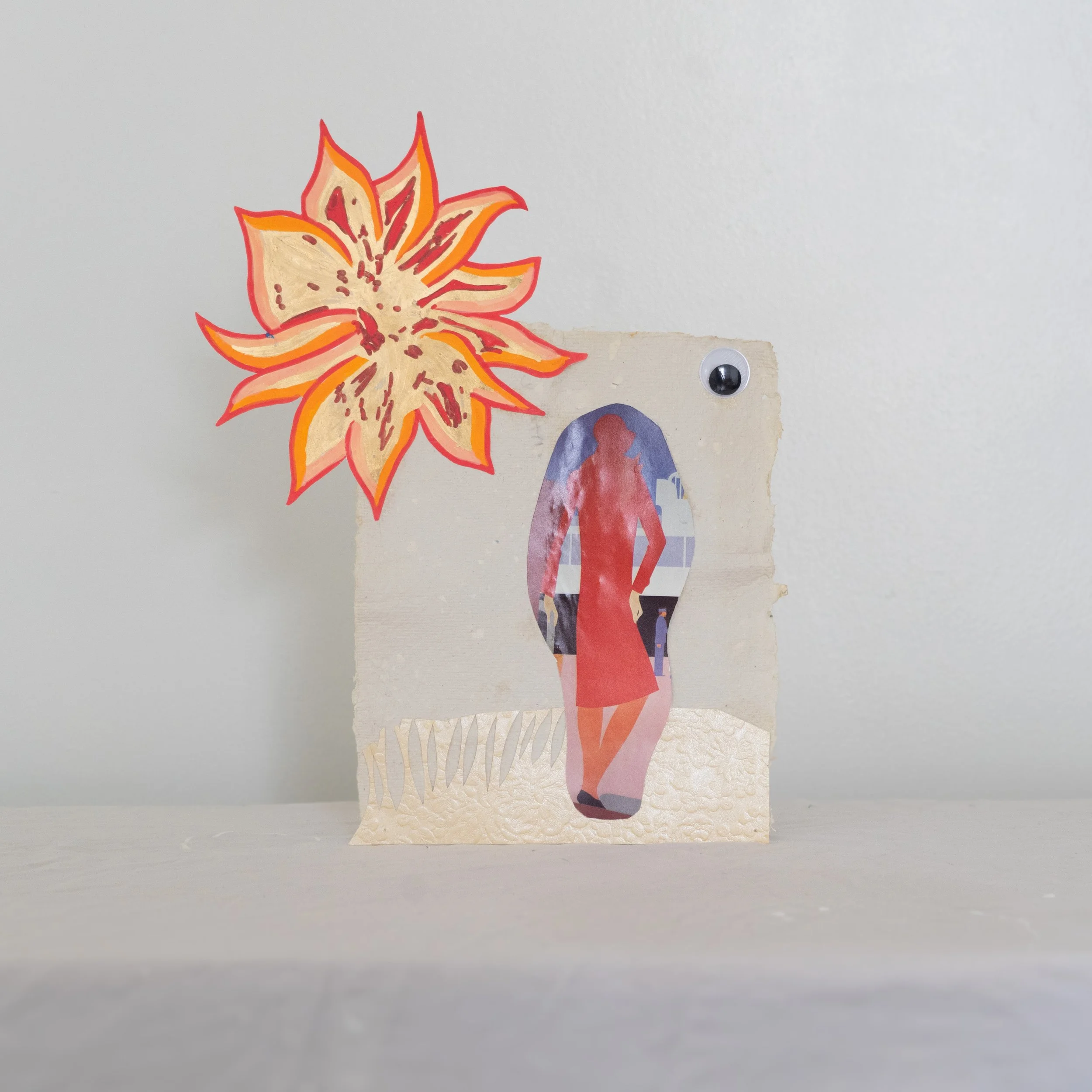 handmade paper, googly eye, marker, various papers