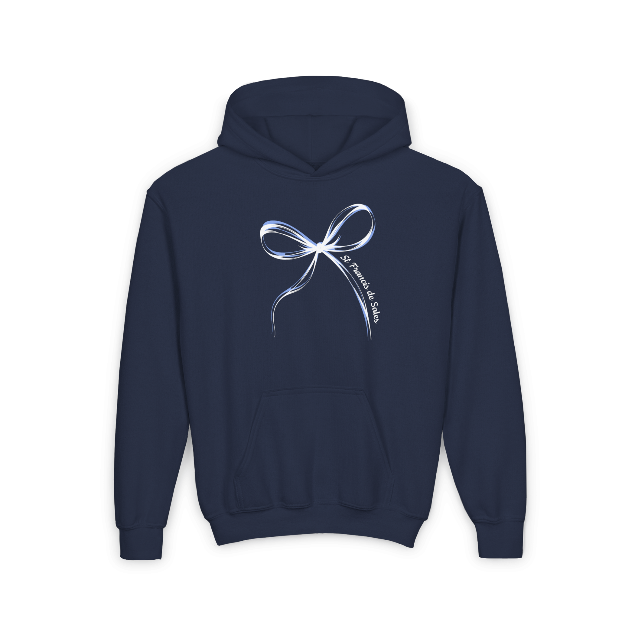 Navy Bow Hoodie in adult and youth sizes