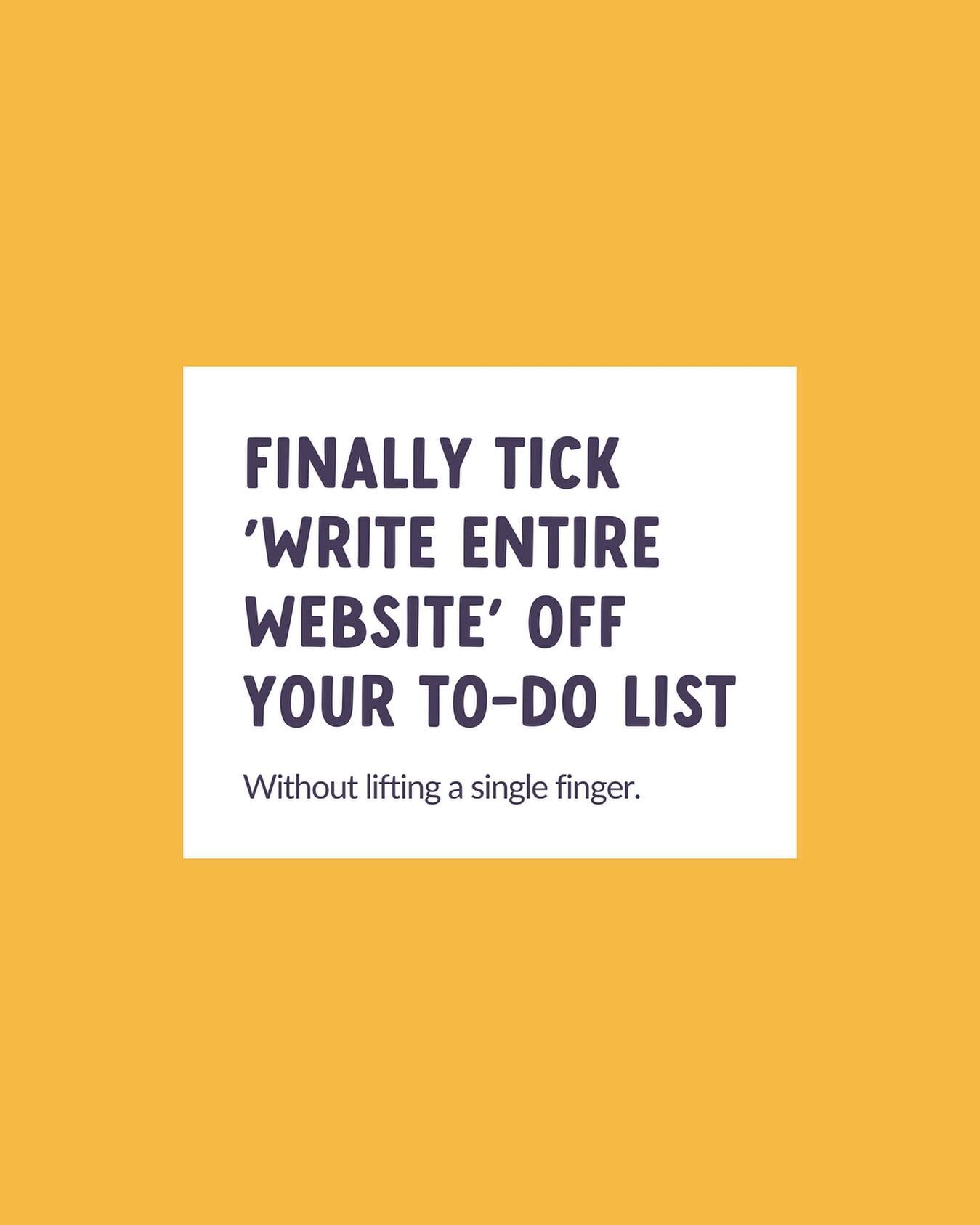 It's time to confess. 

How long has 'write my website' been on your to do list for? 

Days? Weeks? Months? YEARS? 

Yeah, thought so. 

Isn't it time to stop putting it off and start doing something about it? 

Easier said than done, I know. 

I'm t