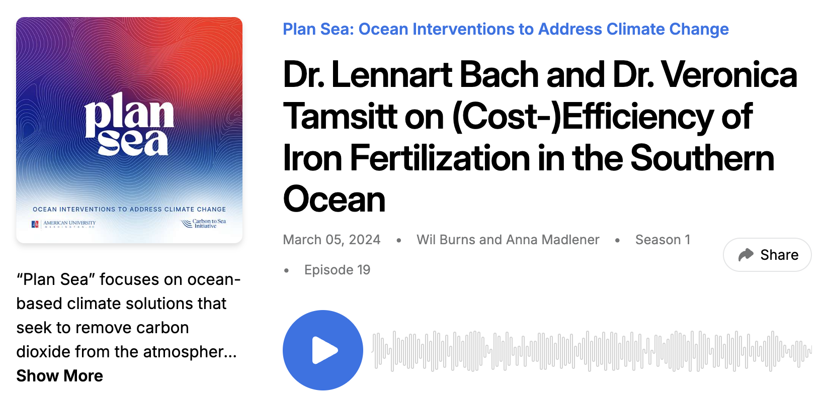 🎙️ Podcast Feature: Submarine’s Veronica Tamsitt Discusses Cost Efficiency of Iron Fertilization