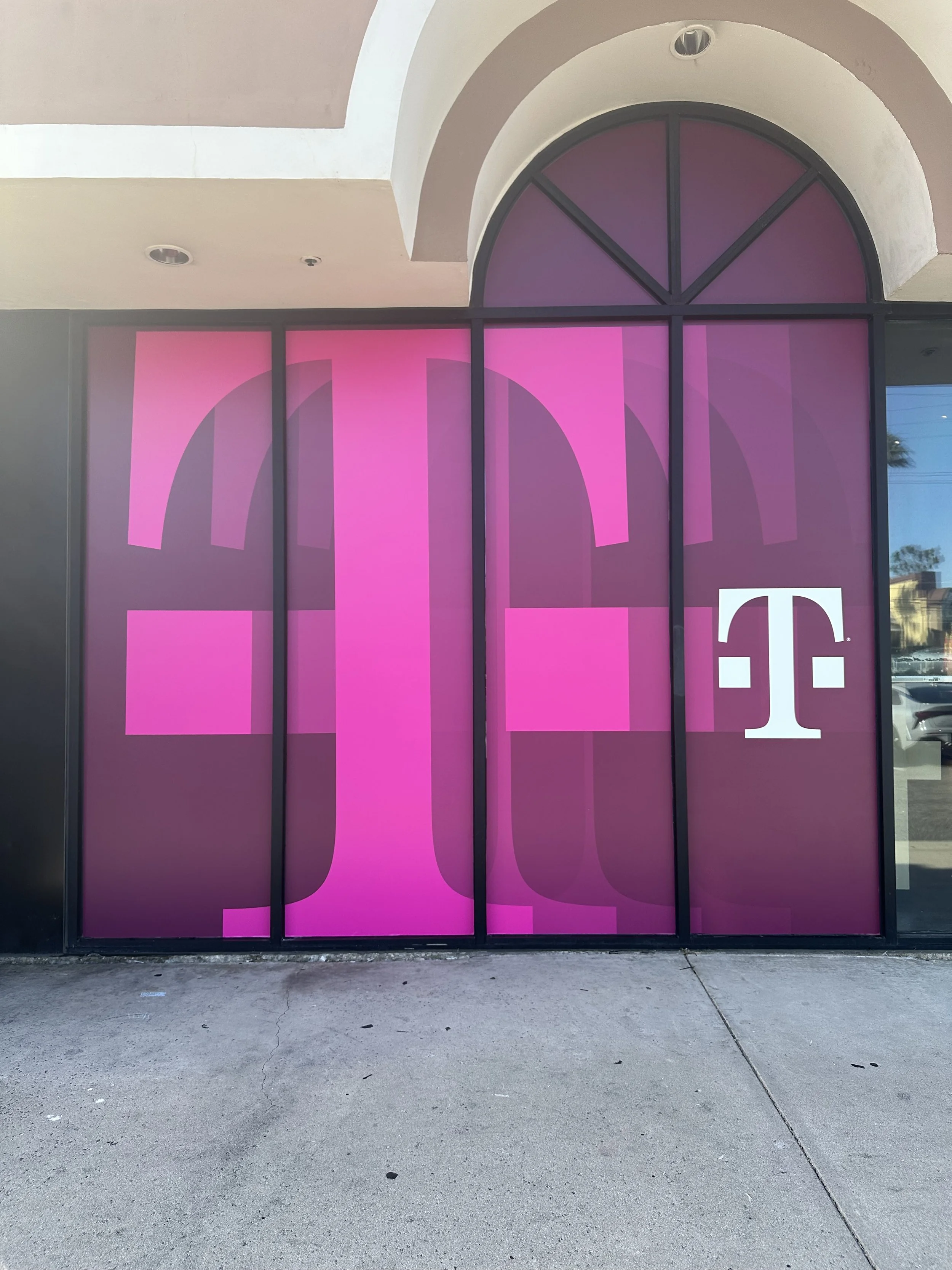 Professional Installation of multiple T-mobile windows that required removal and installation of window graphics