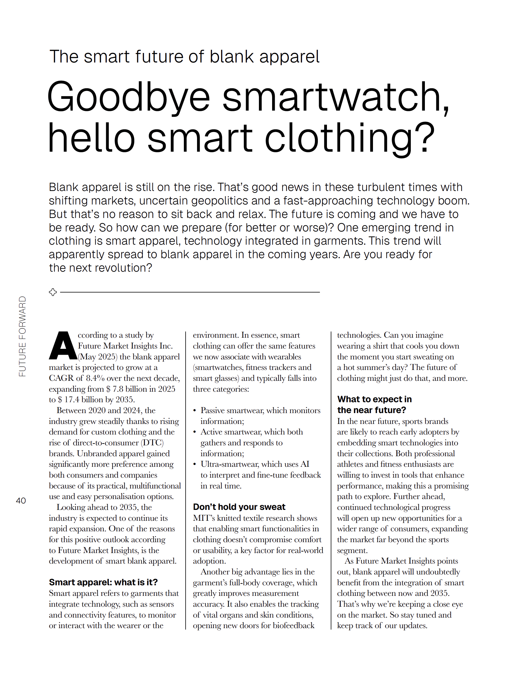 Article Smart apparel Falk&Ross
