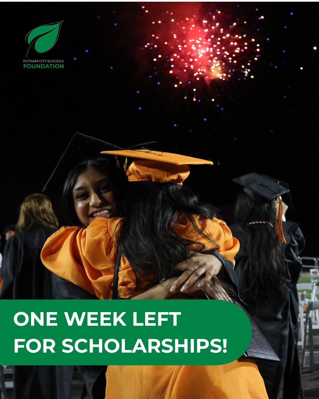 There's just one week left to apply for Foundation scholarships!

🎓 We have 10 scholarship opportunities available to Putnam City students and two for faculty and staff. 

➡ Check out all the opportunities at the link in our bio or putnamcityfoundat