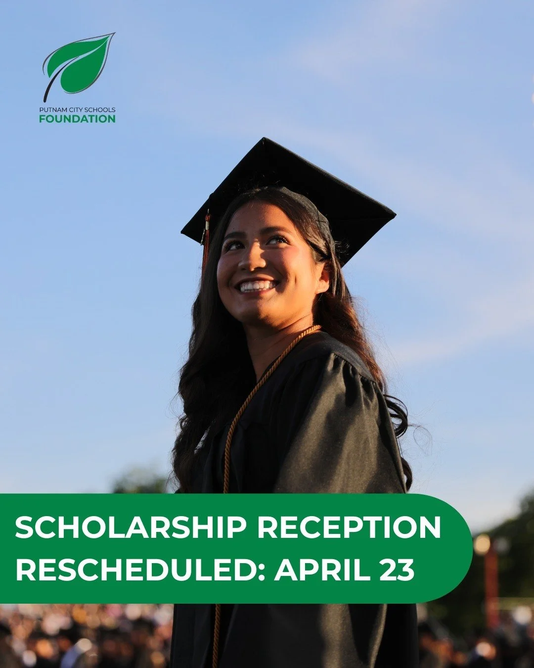 ❗Tonight's scholarship reception has been rescheduled due to inclement weather. The new date is Thursday, April 23.

Donors and recipients&mdash;Please check your email for further details.

Stay safe, Putnam City! ⛈