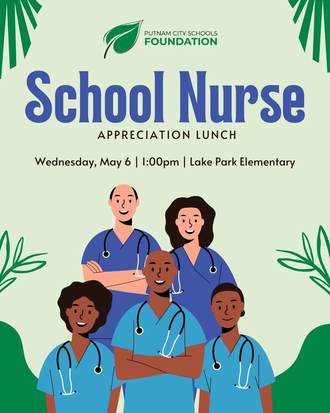 May 6 is National School Nurse Day 🩺 We're saying thank you with a catered lunch for all PCS nurses 🙌

⏰Wednesday, May 6, 1:00pm
📍Lake Park Elementary

Catering by Outback Steakhouse on NW Expy, sponsored by Don Coody Pharmacy.

#SchoolNurse #Putn