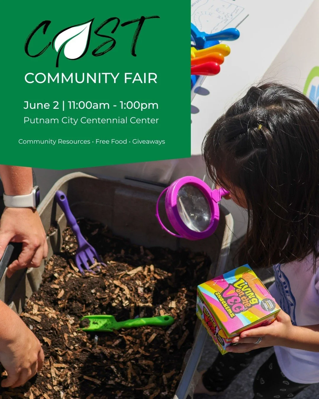 We're just one week away from the CAST Community Fair!

Just us for fun, food, and free resources 💚 Open to all Putnam City families.

📆 Tuesday, June 2
⏰ 11:00am to 1:00pm
📍 Putnam City Centennial Center, on the corner of NW 39th Expy &amp; Ann A