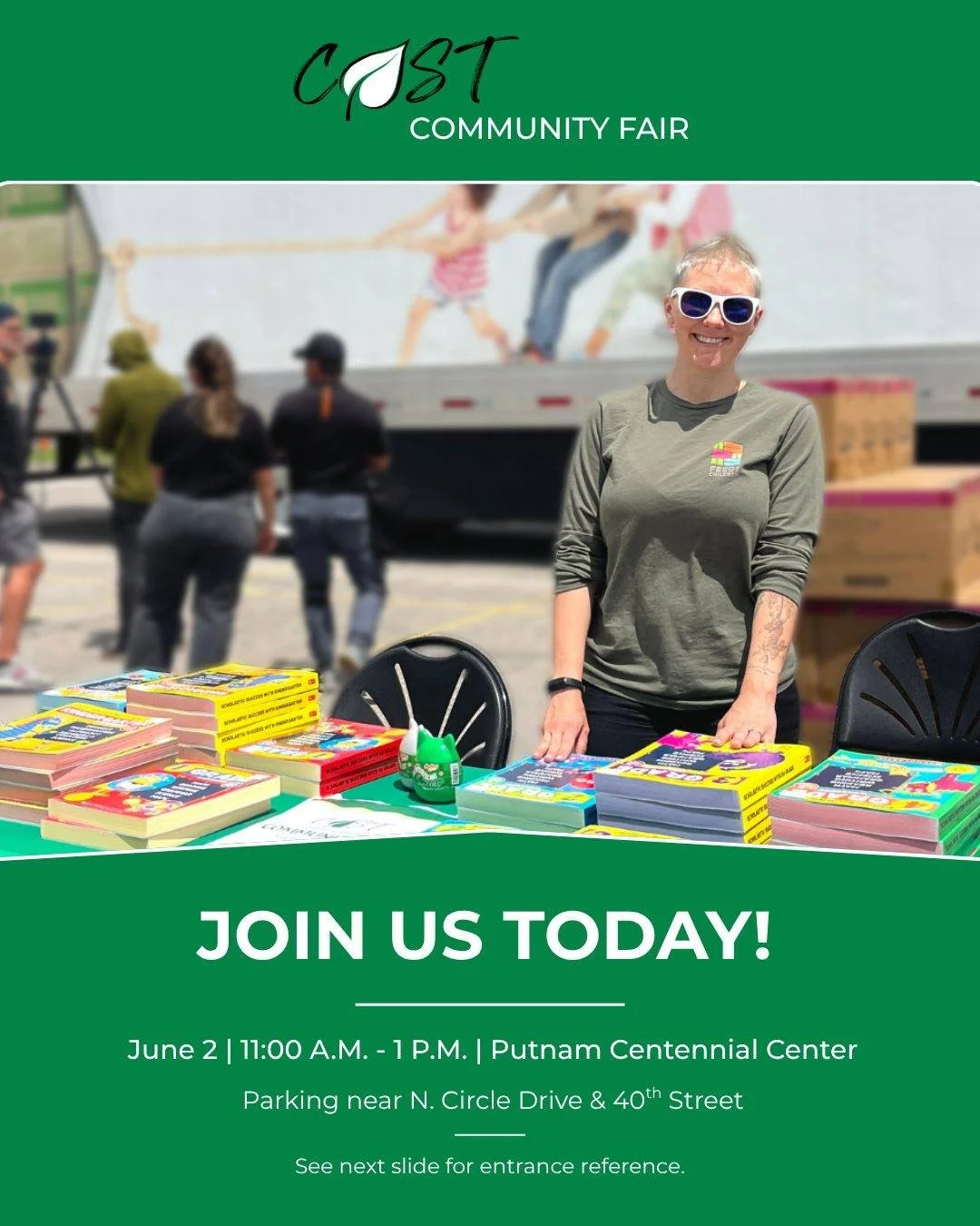 TODAY'S THE DAY! Join us for the CAST Community Fair from 11:00 A.M. to 1:00 P.M. at the Putnam City Centennial Center! 🎉

Feel free to bring a blanket and enjoy the event picnic-style! 🧺

What to know ⬇

📆 TODAY (June 2)! 
⏰ 11:00 A.M. to 1:00 P.