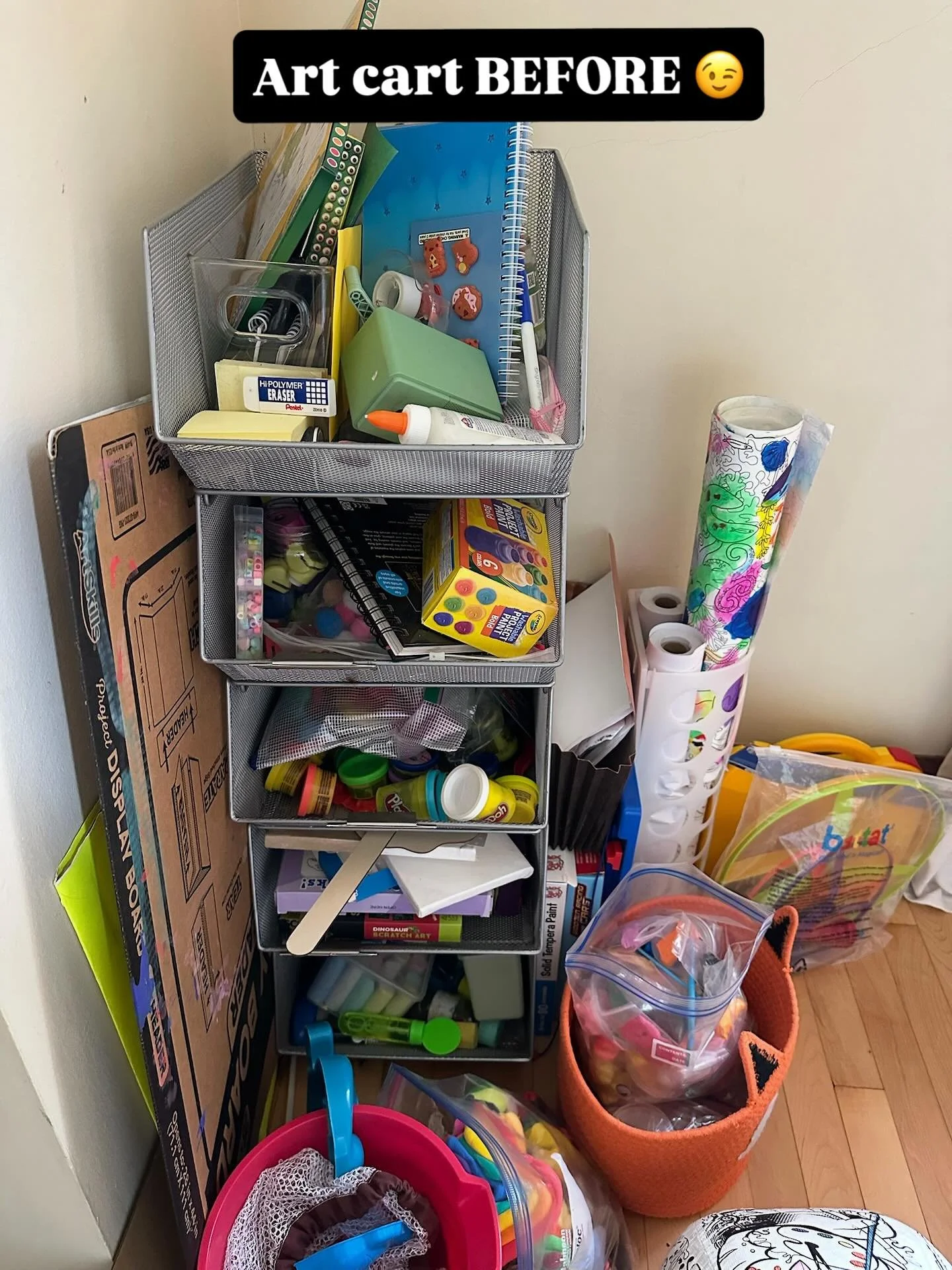 Calling all parents of art loving kids!! It&rsquo;s possible to give your kids the space they need to create while also making access efficient, organized, and dare we say&hellip;.cute?! A colorful art cart is an automatic dose of happy in your home 