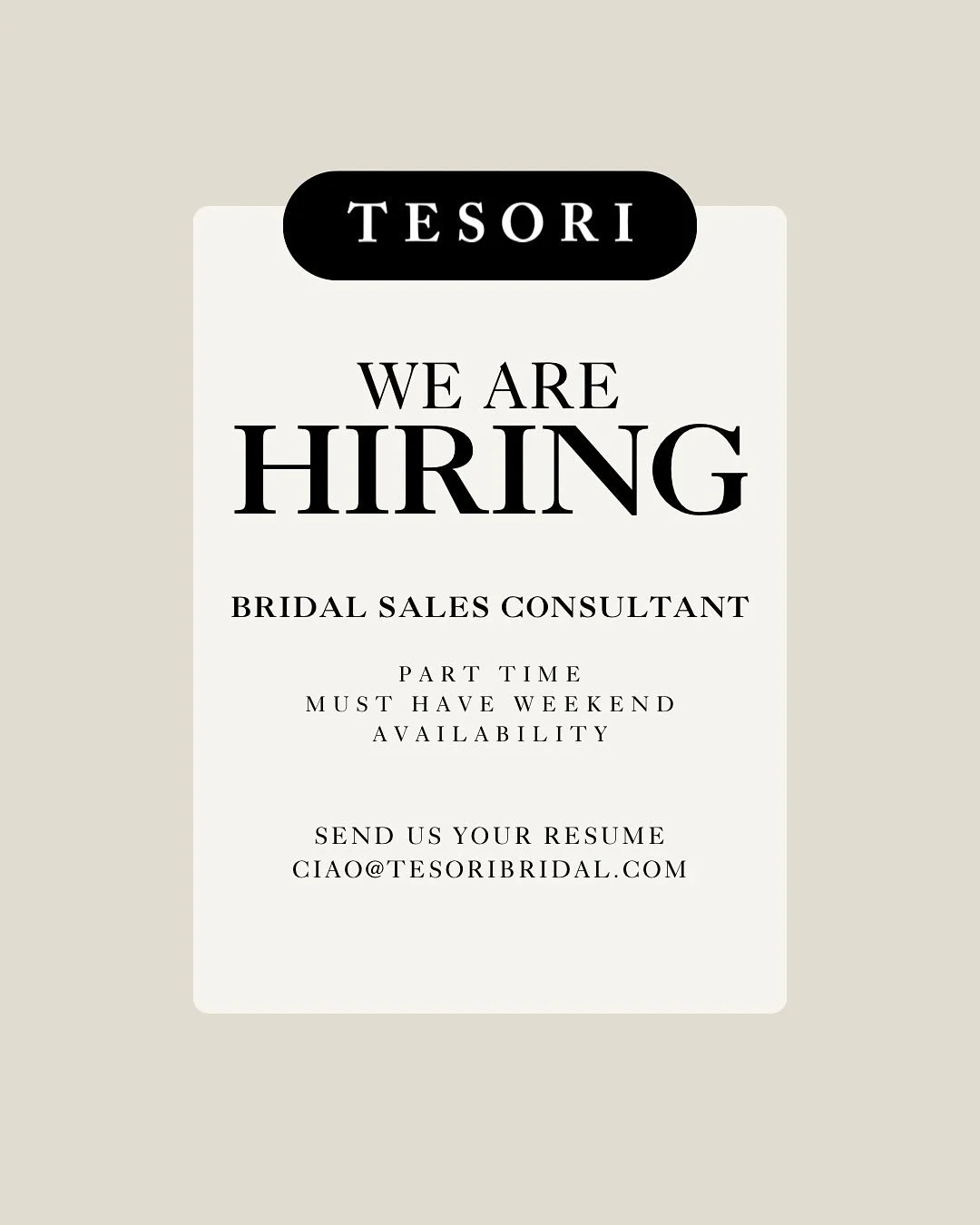WE ARE HIRING! Send us your resume! We can&rsquo;t wait to meet you!