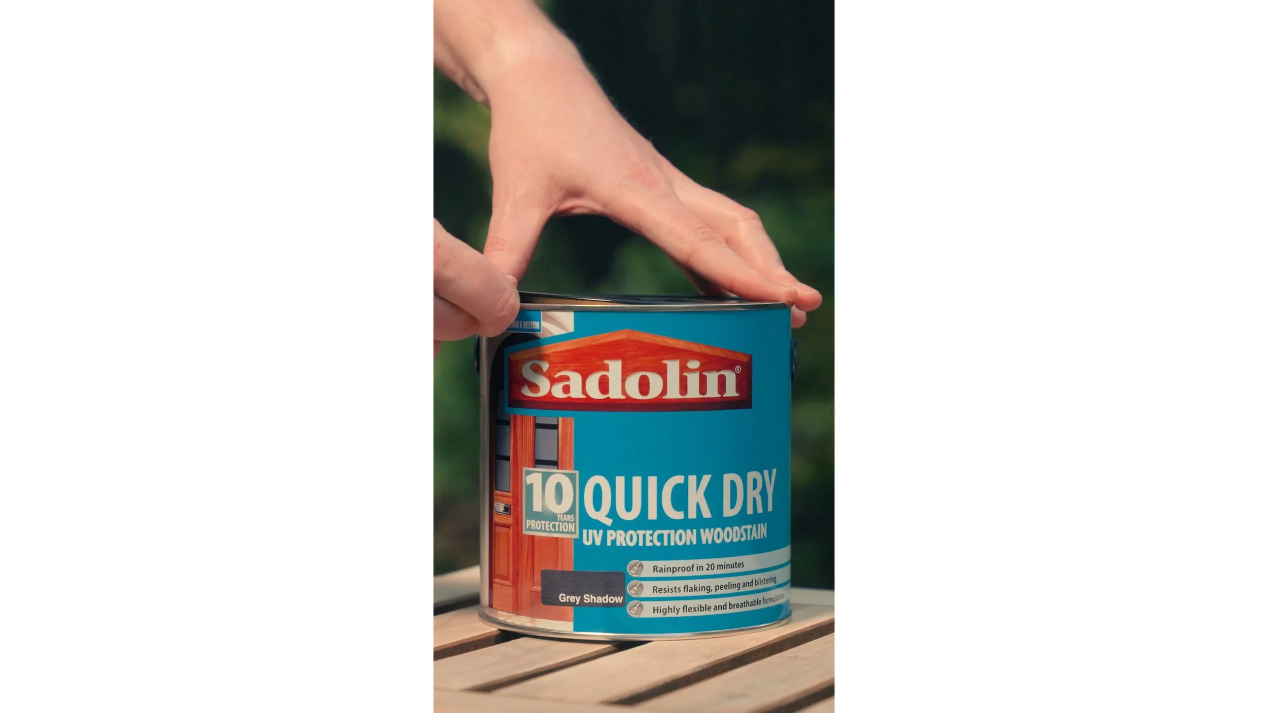 Crown: Sadolin Quick Dry Light Oak Woodstain & Grey Shadow Application