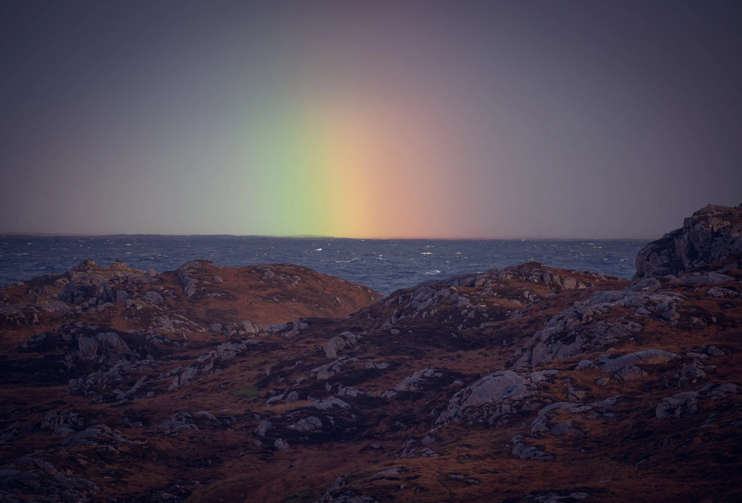 Nights on Hebridean skerries, shards of rainbow over distant islands