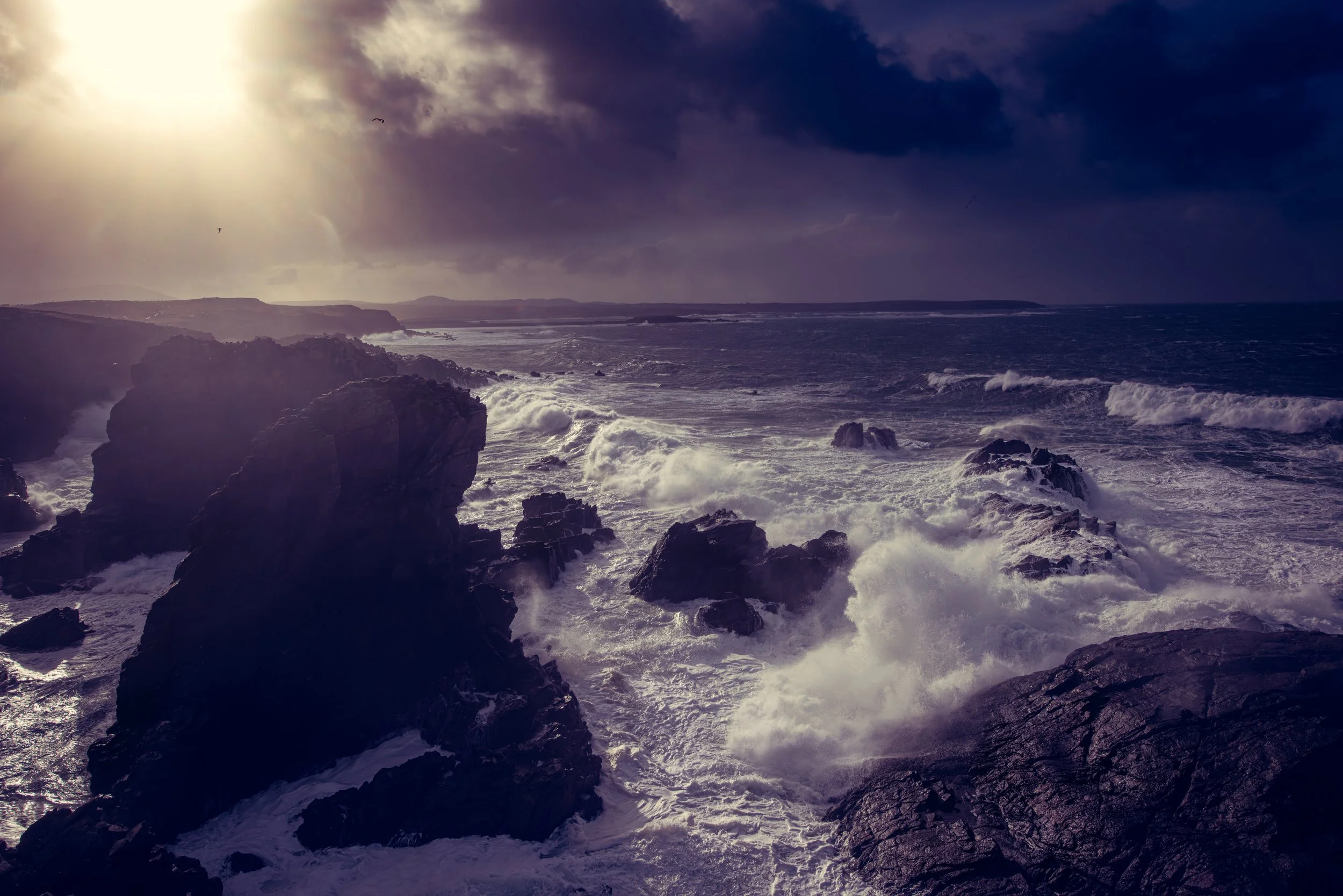 A night on storied cliffs, the old village of Arnol lying beneath the waves