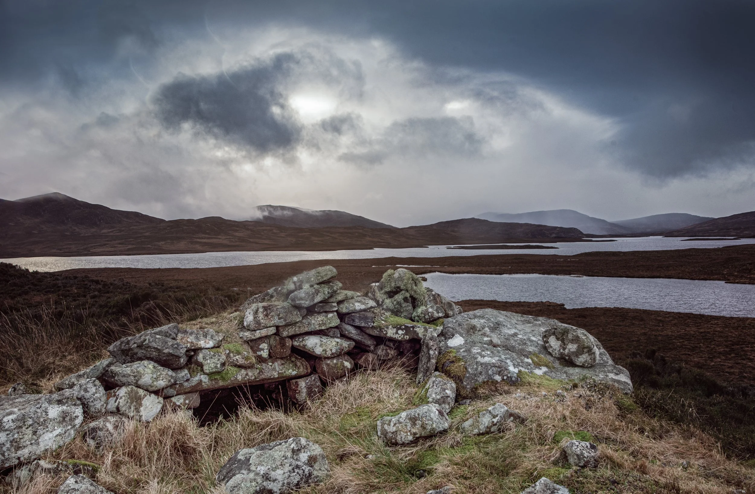 One of hundreds of shielings amid the apparent wildness of Loch Langabhat