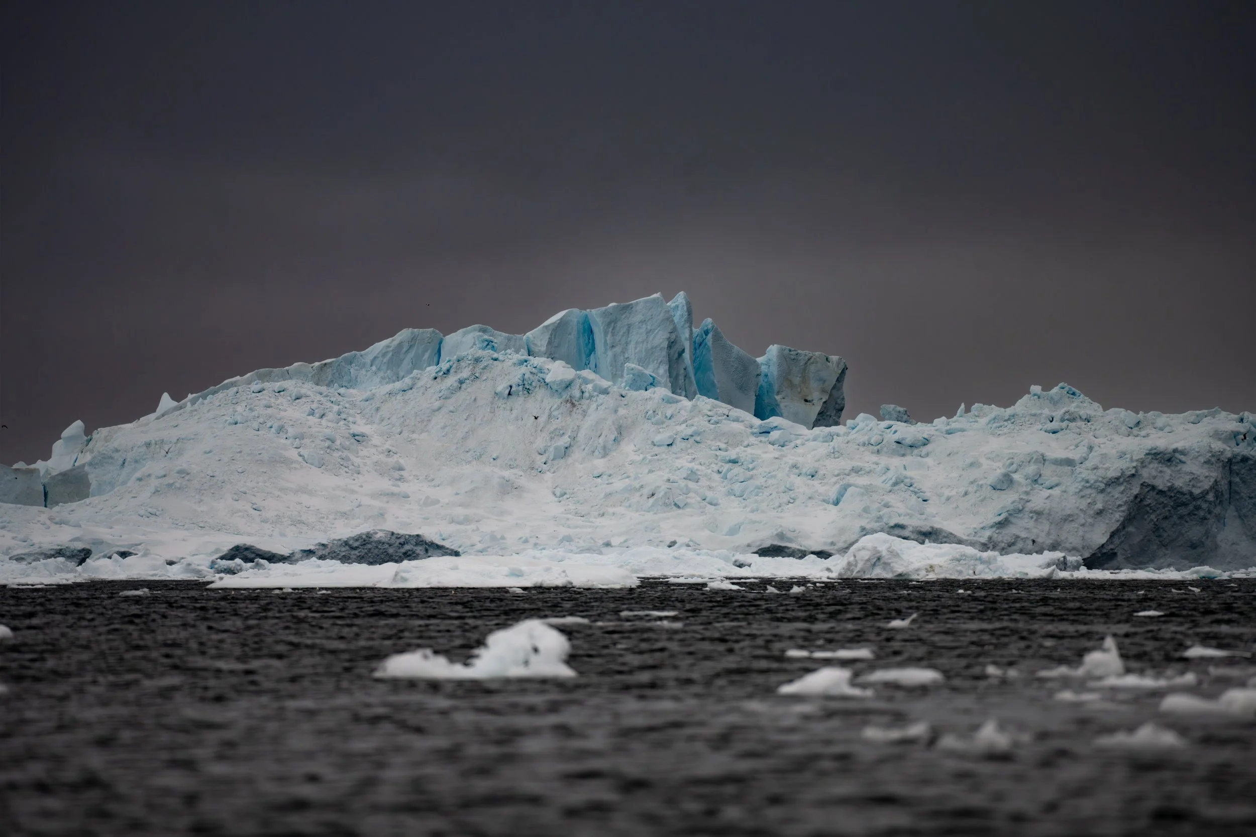 Disko Bay, seas stilled by ice despite a storm