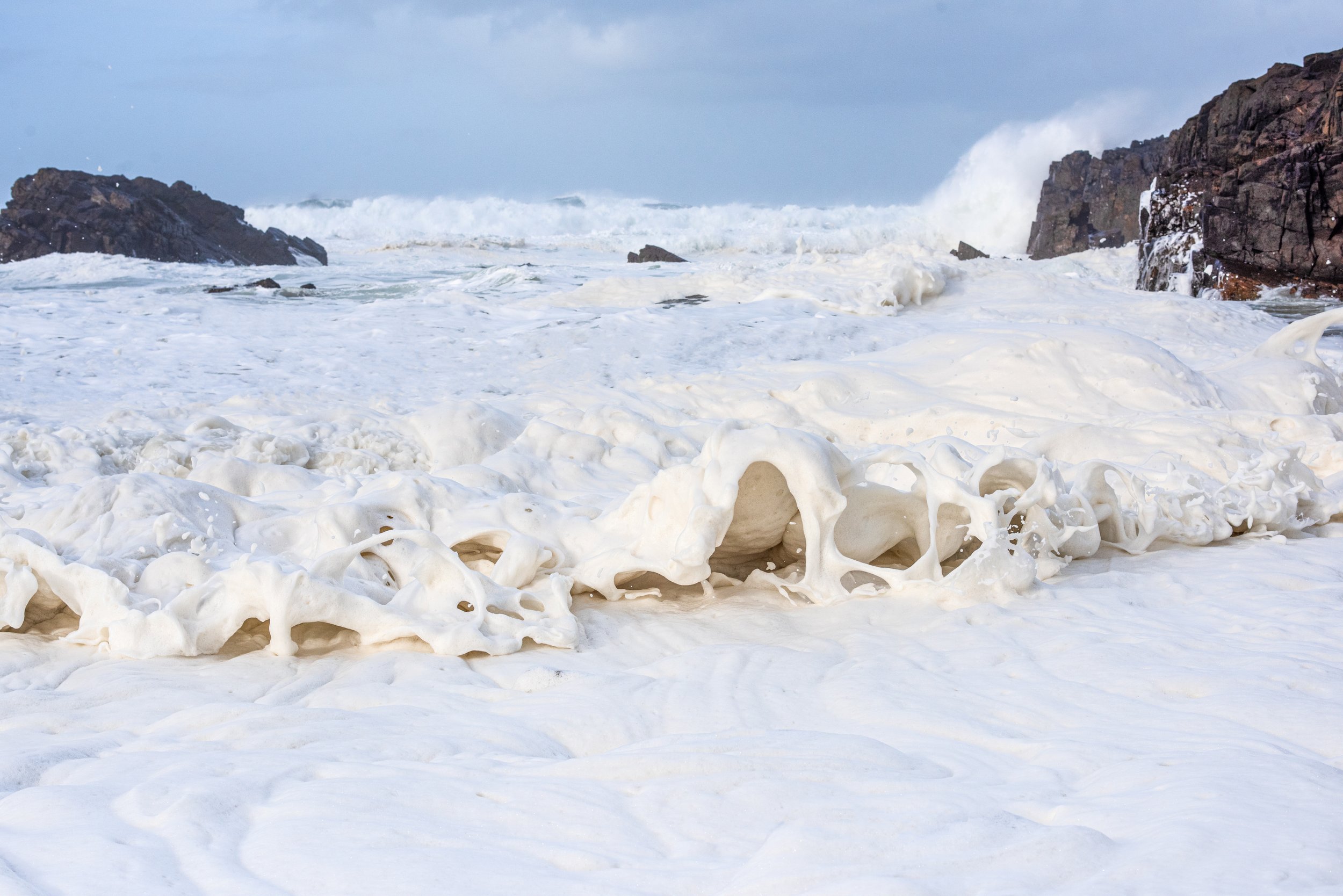 After days of rough Lewis weather, sea foam like whipped cream
