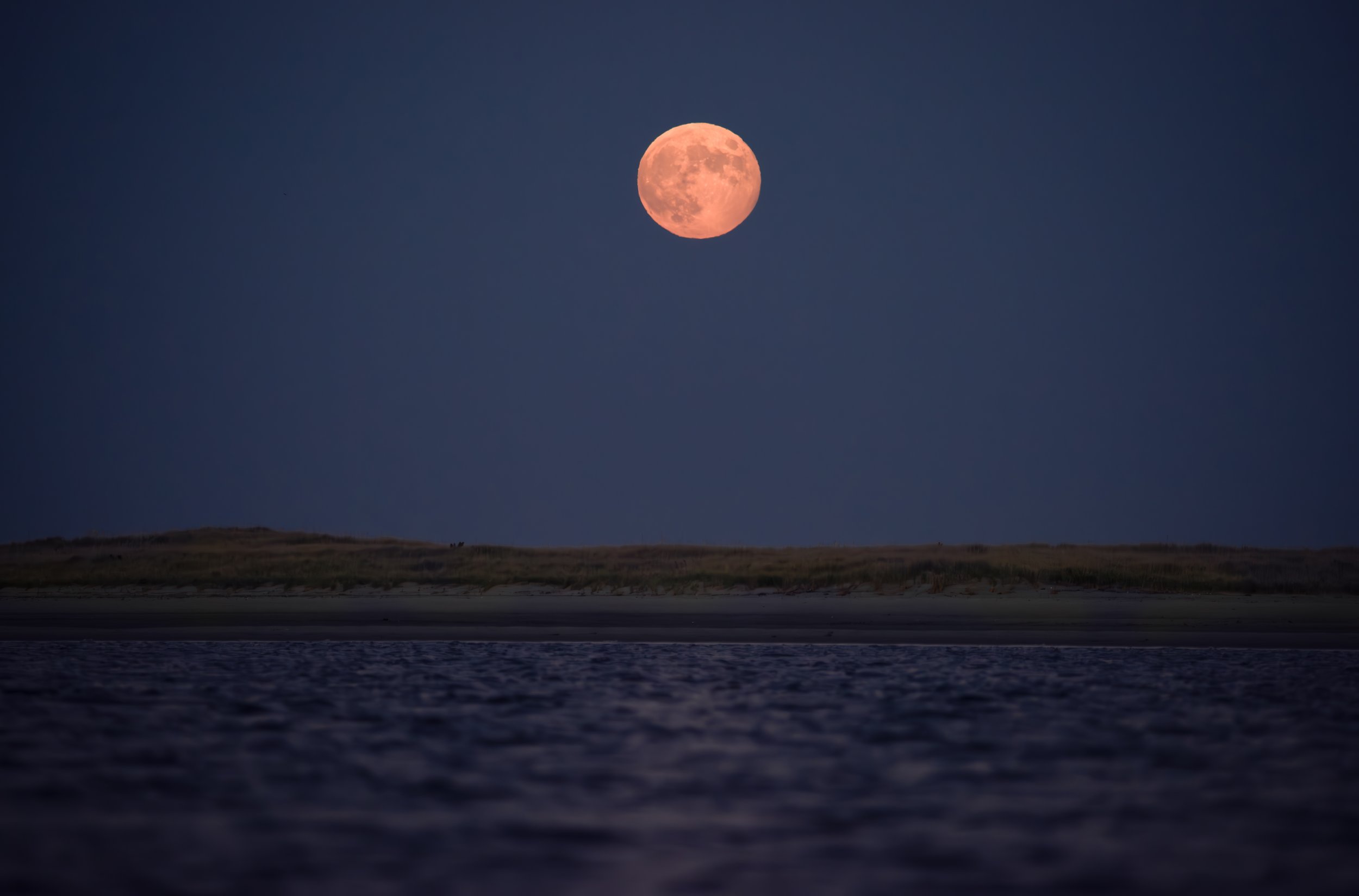 Moon over the Cape Cod sandbars