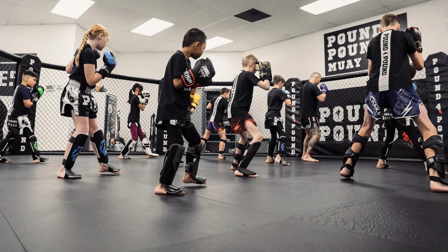 Youth Muay Thai class at Pound 4 Pound in Littleton, Colorado
