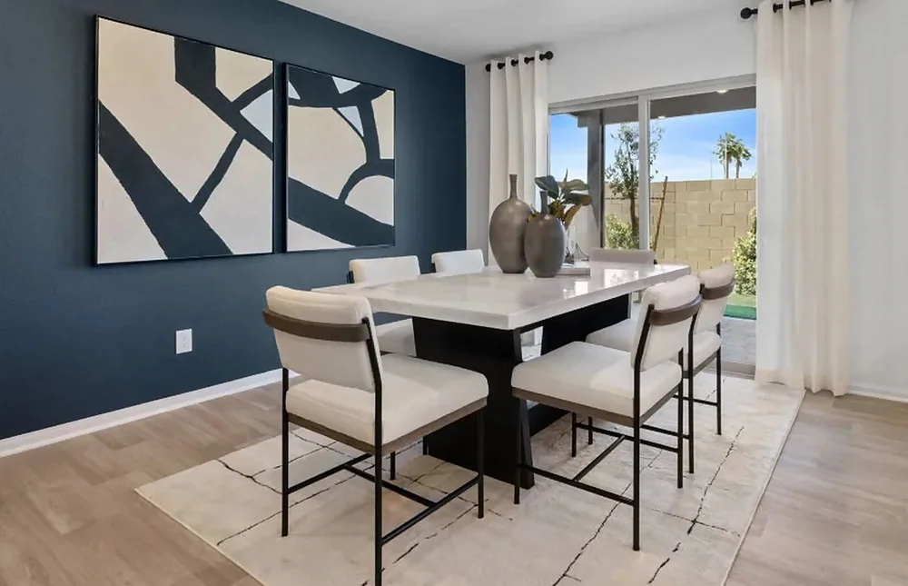 Dining area with accent wall