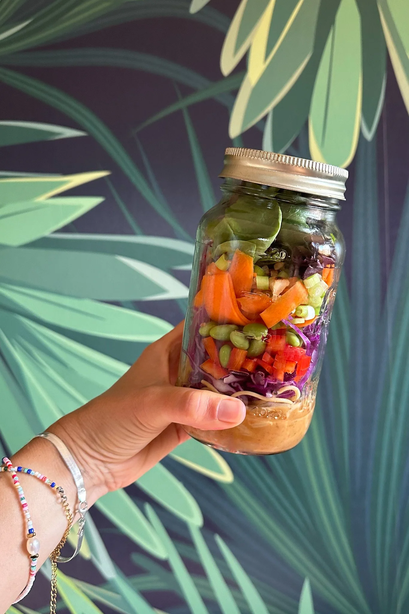 Rainbow Peanut Mason Jar Salad