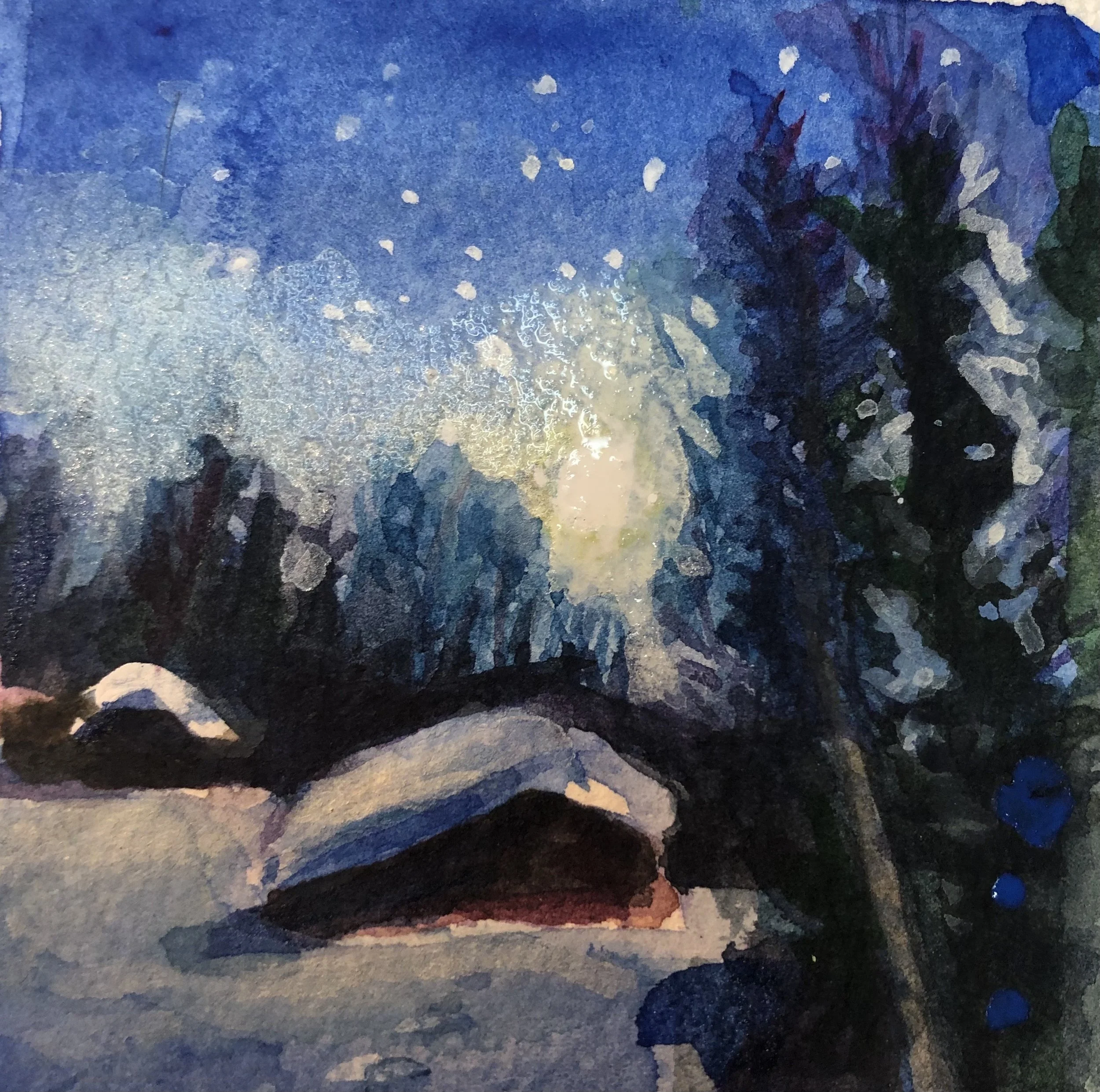  Setting Moon 
 
Watercolor, gouache and egg tempera on paper
 
2022