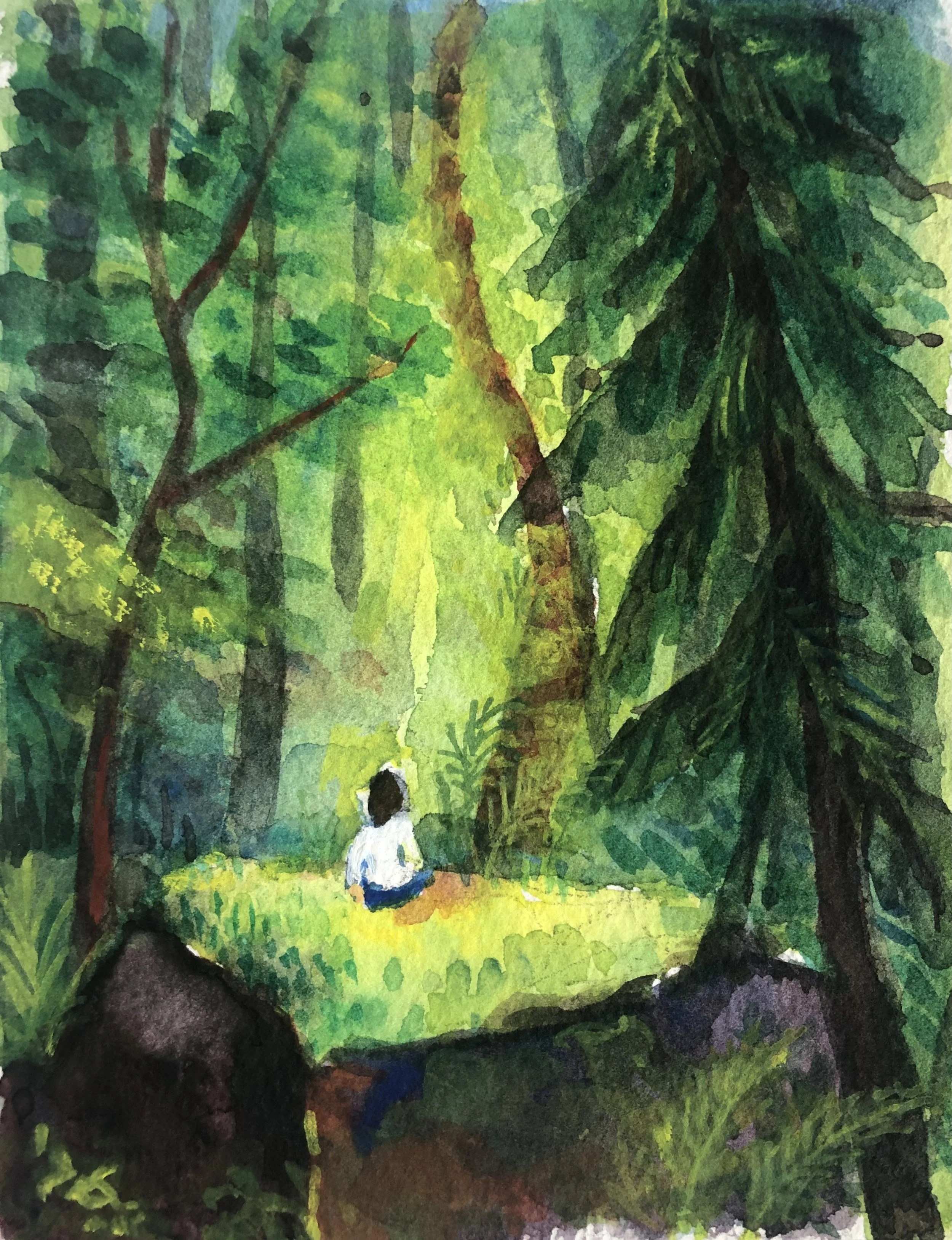 

 Moss Covered Rock 
 
Watercolor with gouache on paper
 
2022
 
Private collection
