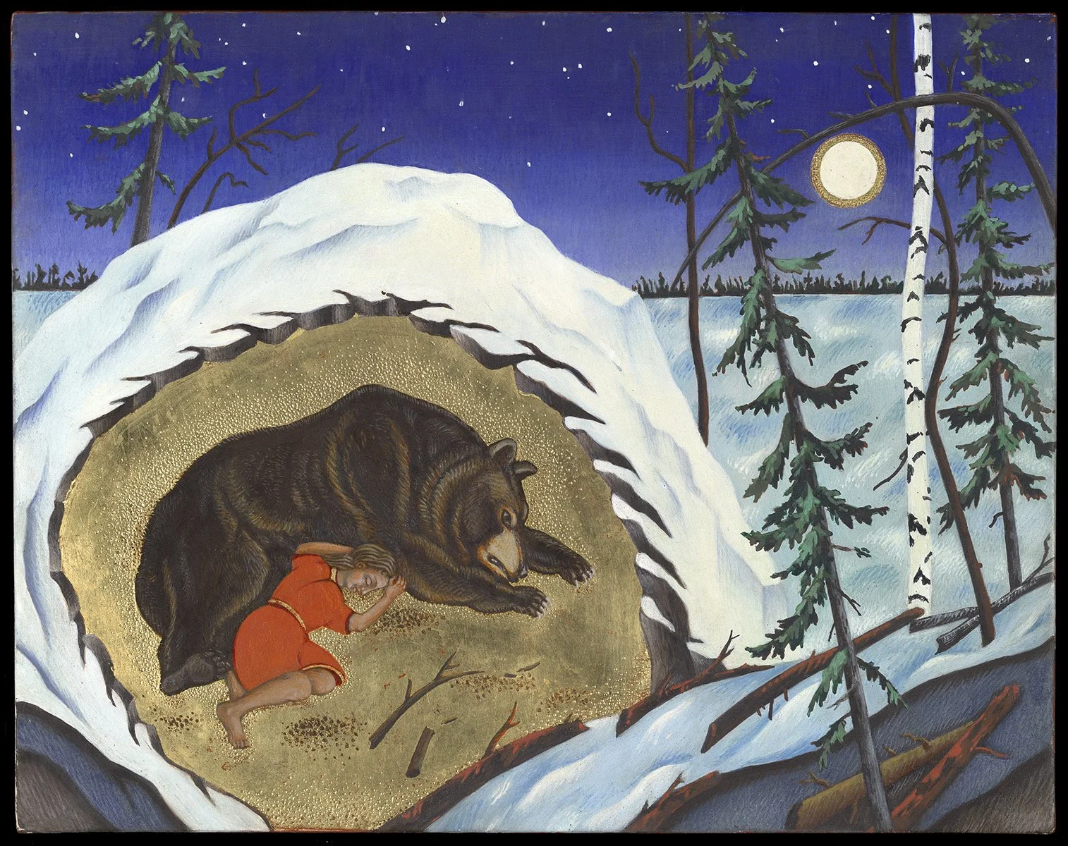  Refuge 
 
Egg tempera with gold leaf on gesso panel
 
2025