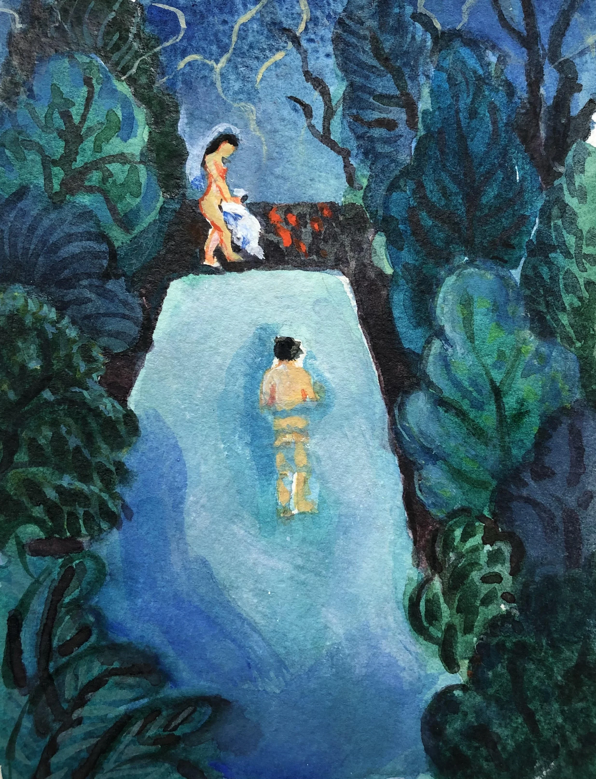  Pool in Delhi 3 
 
Watercolor with gouache on paper
 
2022