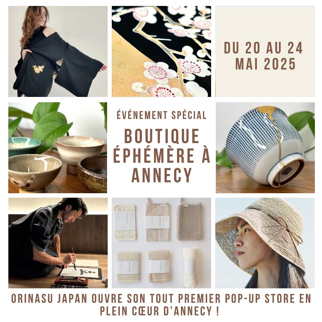 ✨ Orinasu Japan ouvre son tout premier pop-up store en plein c&oelig;ur d&rsquo;Annecy ! ✨
&Eacute;v&eacute;nement Sp&eacute;cial - Boutique &Eacute;ph&eacute;m&egrave;re &agrave; Annecy

Plongez dans l&rsquo;univers du Wabi-Sabi, et laissez-vous s&e
