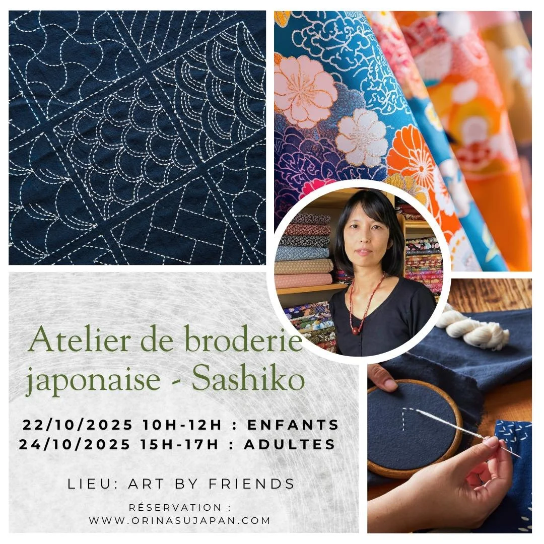 🧵Atelier de broderie japonaise - Sashiko🧵
D&eacute;couvrez le Sashiko, un art traditionnel japonais de broderie, transmis depuis des si&egrave;cles.
&Agrave; partir de mat&eacute;riaux simples &ndash; une aiguille, du fil et du tissu &ndash; naisse