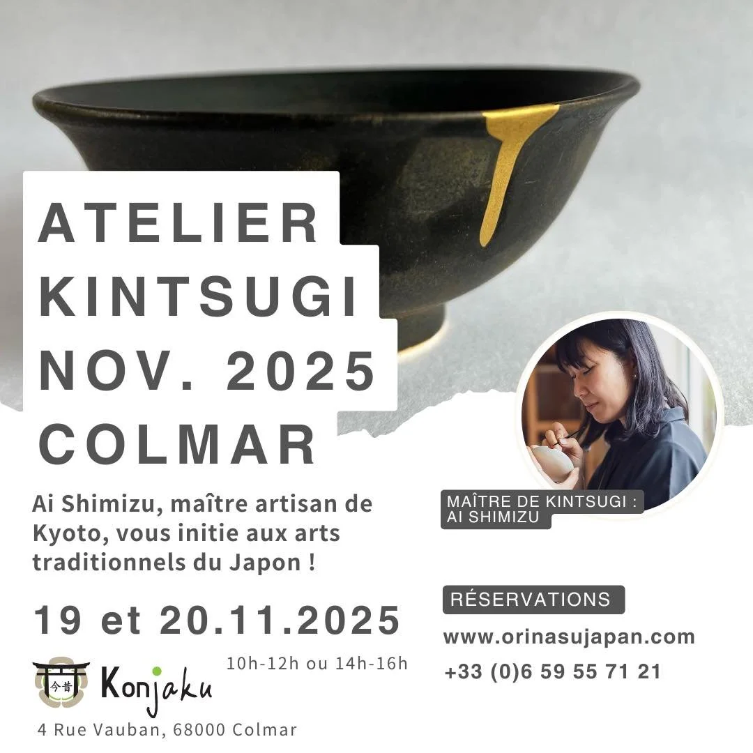 Cours de Kintsugi &agrave; Colmar ✨🇯🇵
ORINASU JAPAN a le plaisir d&rsquo;accueillir pour la premi&egrave;re fois &agrave; Colmar le ma&icirc;tre Ai Shimizu, venu tout droit de Kyoto, pour vous initier &agrave; l&rsquo;art traditionnel japonais du K