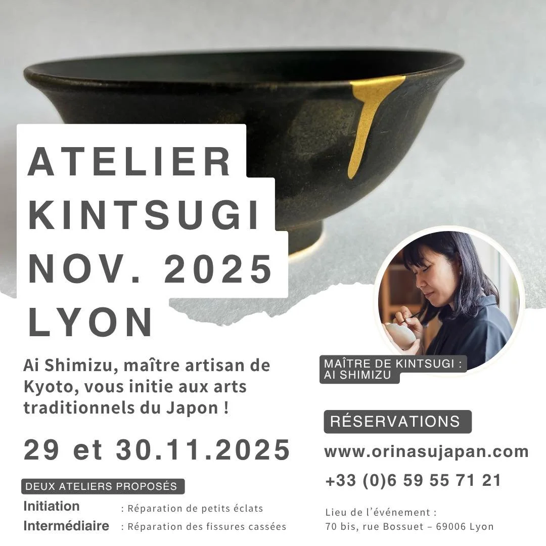 Cours de Kintsugi &agrave; Lyon ✨🇯🇵
Ai Shimizu, Ma&icirc;tre de Kyoto vous initie aux Arts Traditionnels du Japon !

&Agrave; la suite du grand succ&egrave;s des ateliers de kintsugi organis&eacute;s en mars et en juin 2025 &agrave; Annecy et &agra