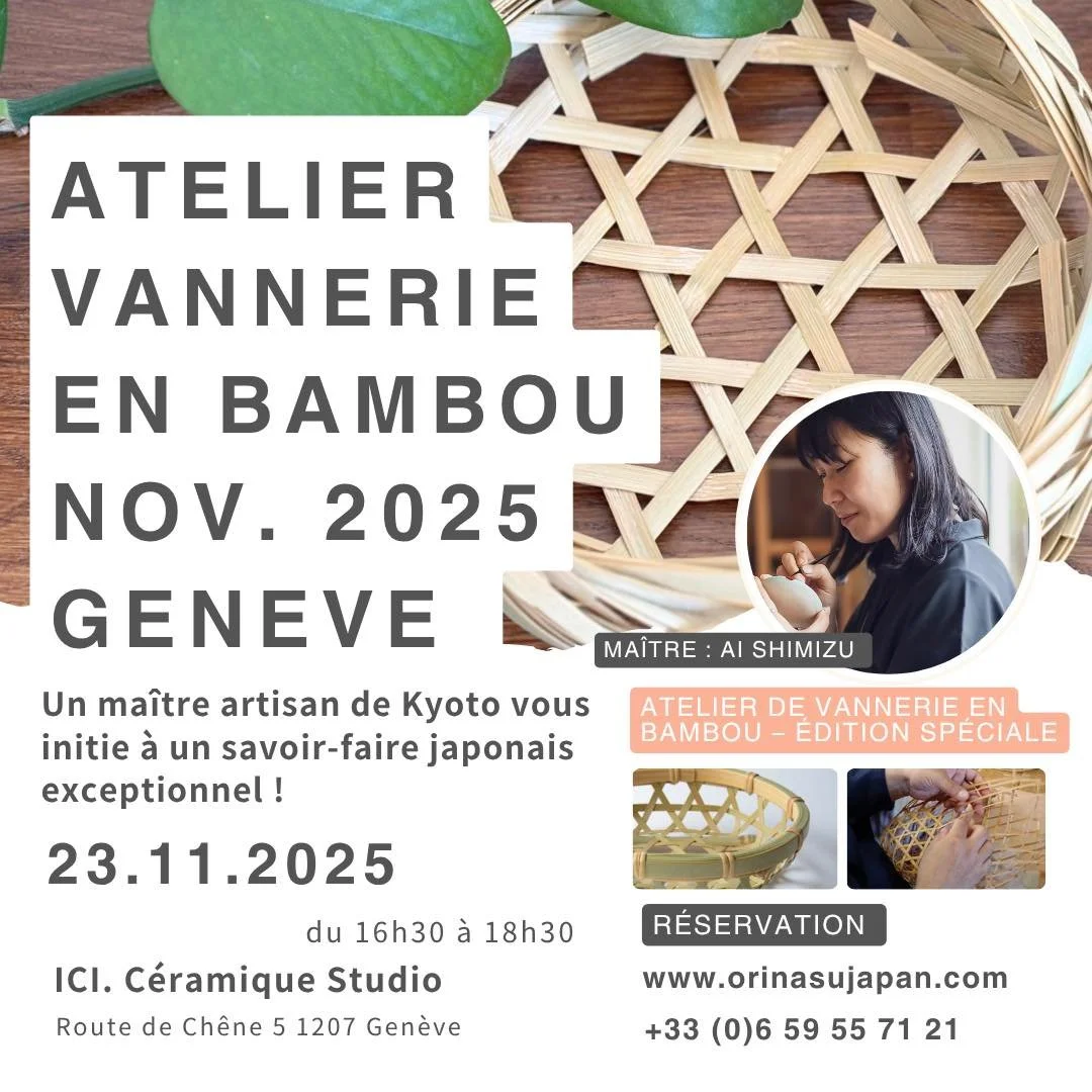 Atelier de Vannerie en Bambou &agrave; Gen&egrave;ve 🌿

🔥Un savoir-faire japonais exceptionnel🔥
Pour la toute premi&egrave;re fois &agrave; Gen&egrave;ve , un atelier de vannerie en bambou sera anim&eacute; par Ai Shimizu, ma&icirc;tre artisan laq
