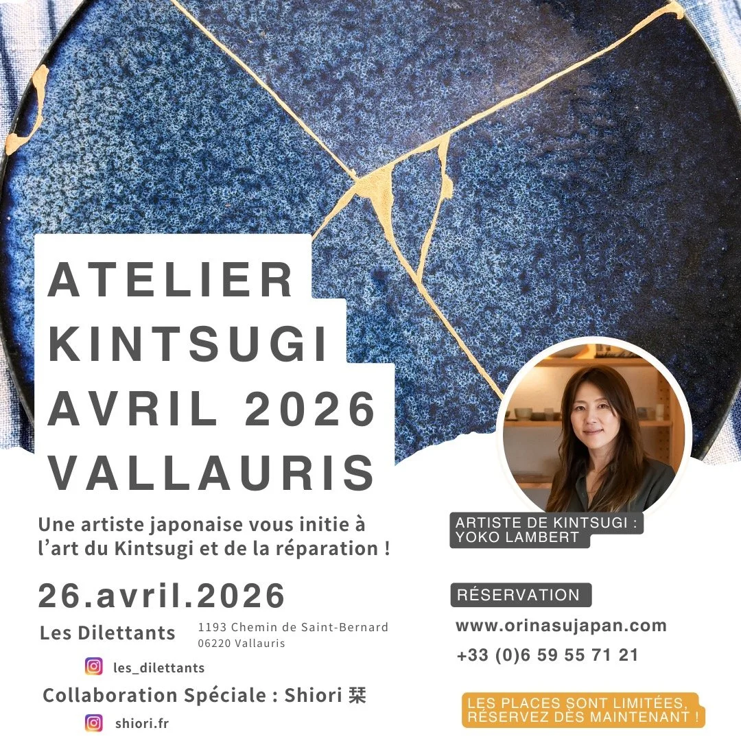 ✨ Atelier de Kintsugi &agrave; Vallauris &mdash; Avril 2026 ✨
Apr&egrave;s un succ&egrave;s en mai 2025 - Yoko Lambert revient &agrave; Vallauris pour partager le v&eacute;ritable art japonais du kintsugi !

Bas&eacute;e &agrave; Annecy et form&eacut