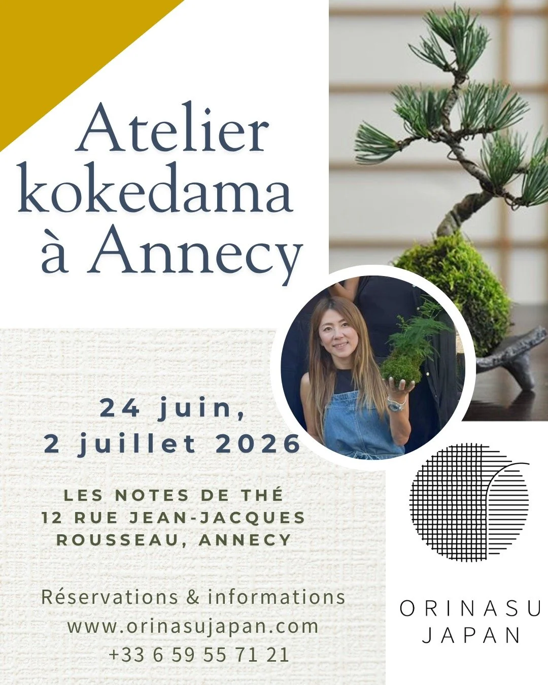 🌿 Atelier Kokedama &agrave; Annecy
&Agrave; l&rsquo;occasion de l&rsquo;exposition ENTRE LE NOIR ET LA LUMI&Egrave;RE, d&eacute;couvrez le kokedama, un art v&eacute;g&eacute;tal japonais po&eacute;tique qui met en valeur la beaut&eacute; de la natur