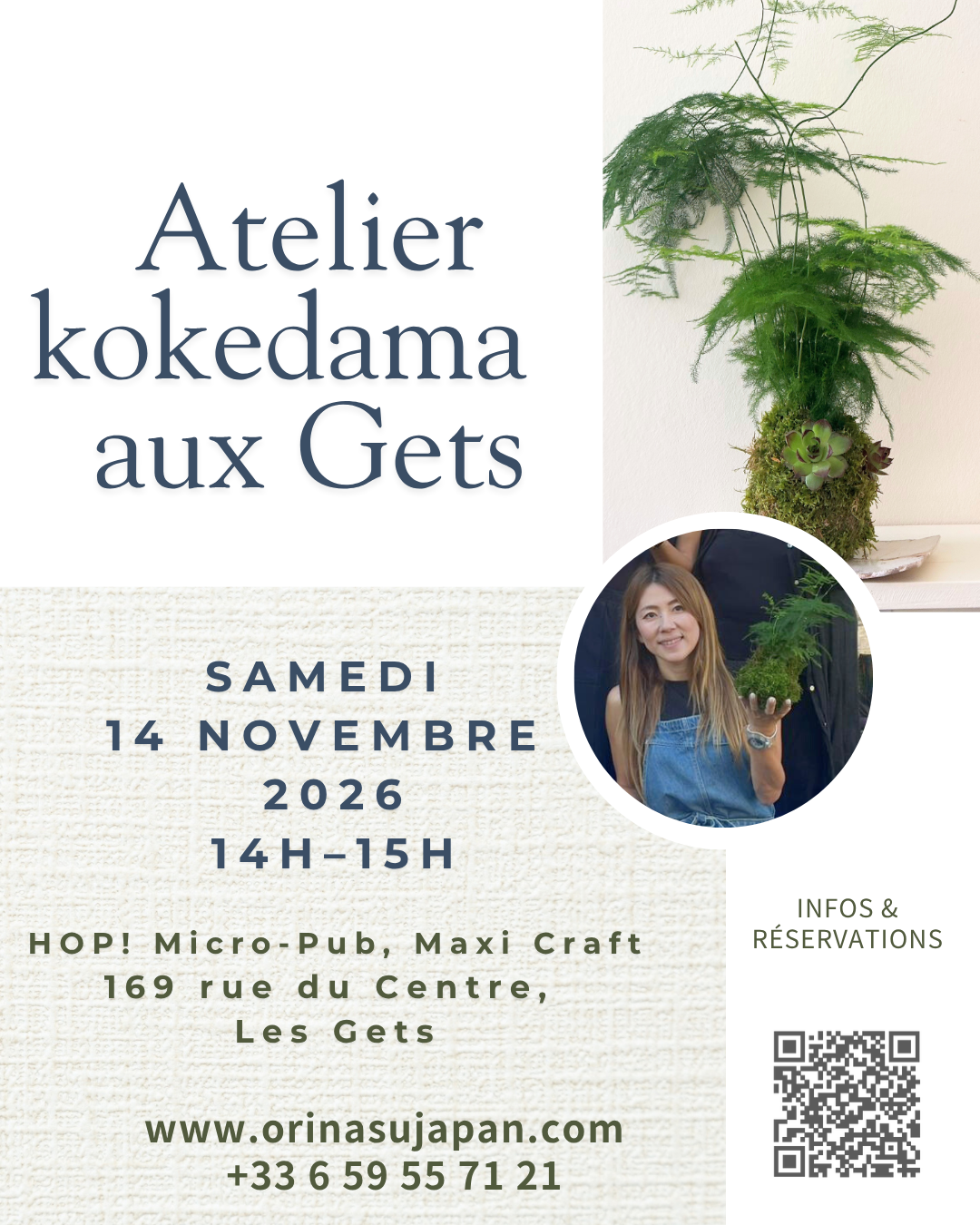 atelier créatif kokedama japonais à les Gets