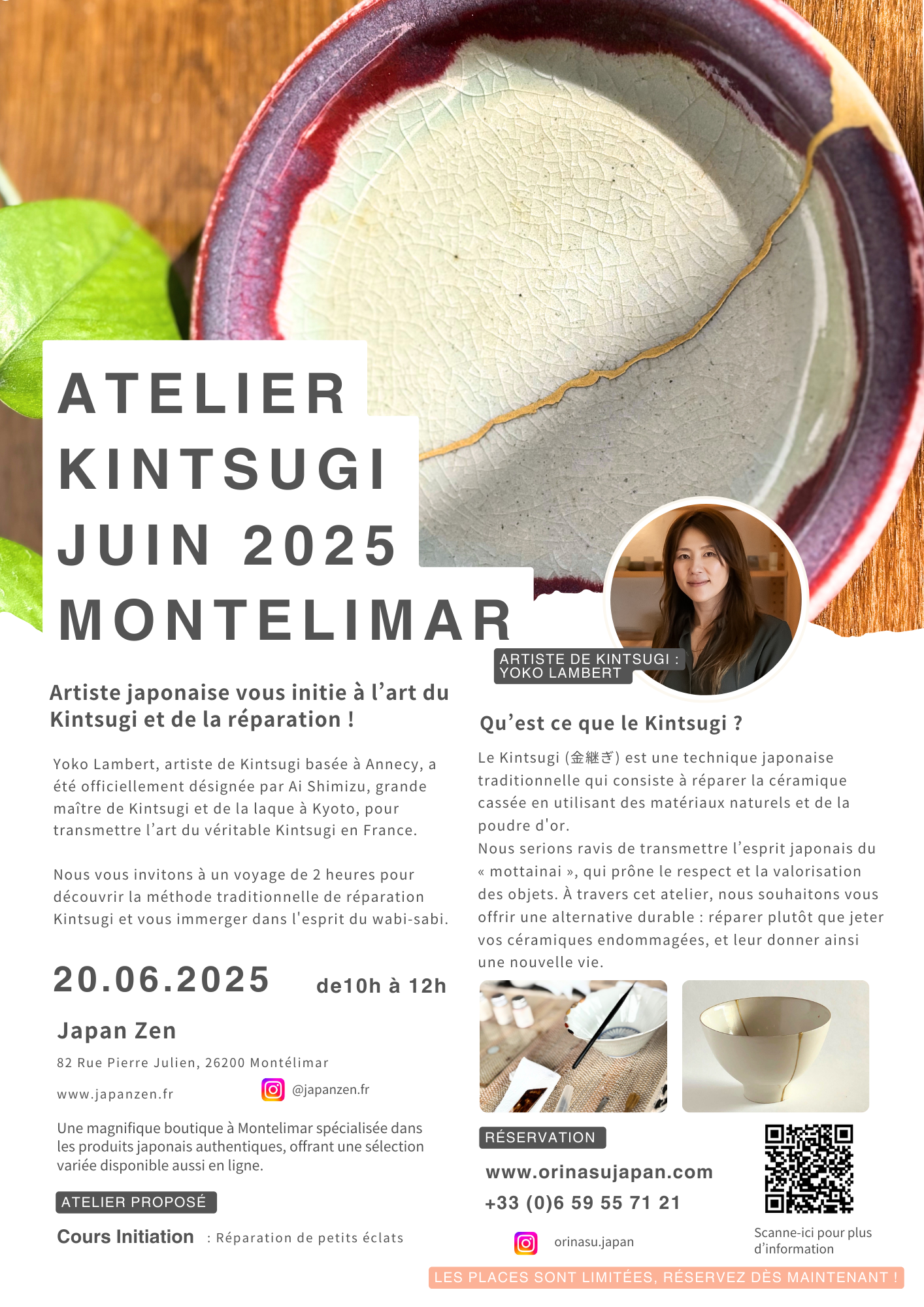 Cours de kintsugi Montélimar - Valence, Avignon, Drôme