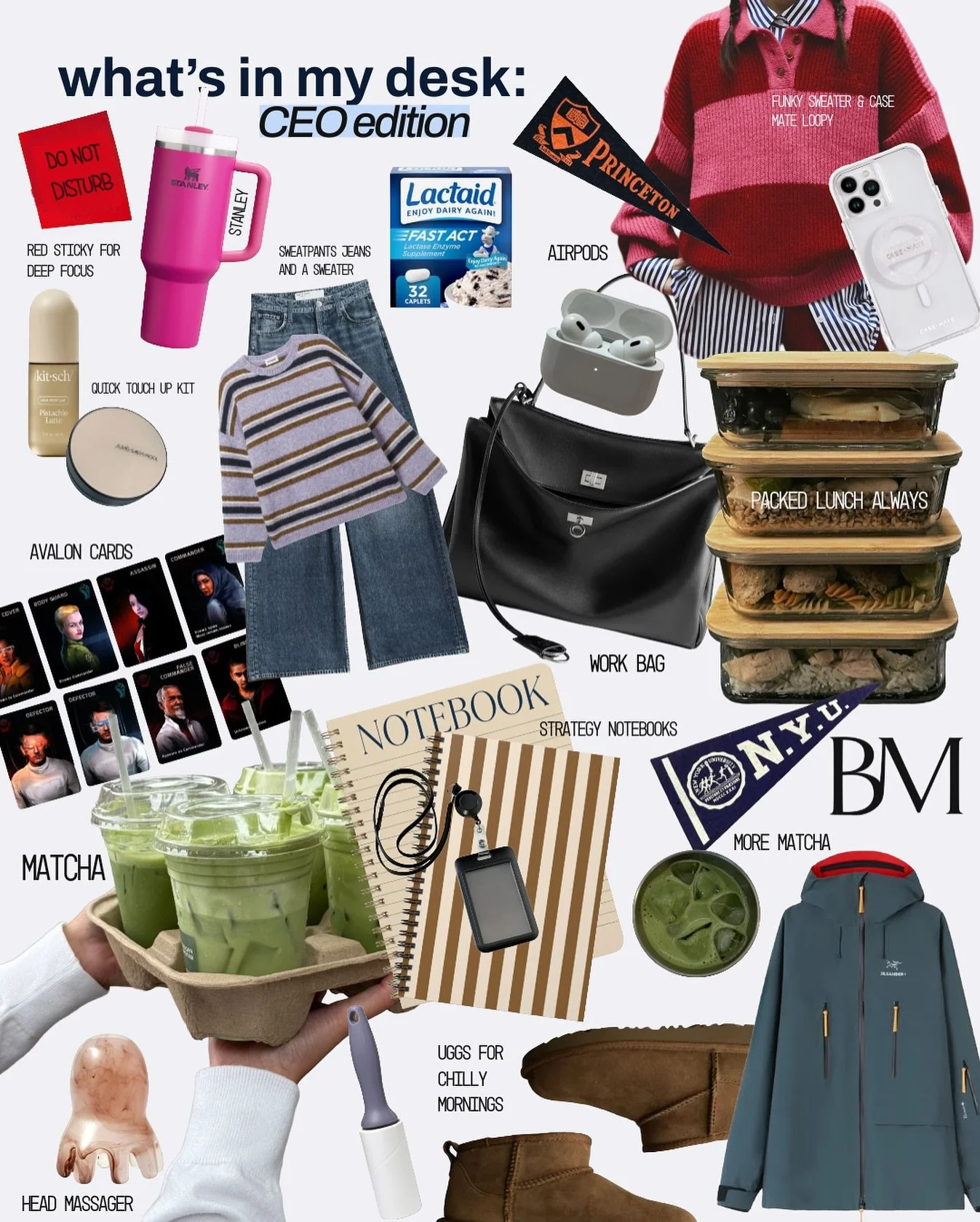 What&rsquo;s in my desk: CEO edition! It&rsquo;s the sweatpants jeans for me honestly. 

#whatsinmybag #whatsinmydesk #BECCAMGMT #behindscenes #BTS