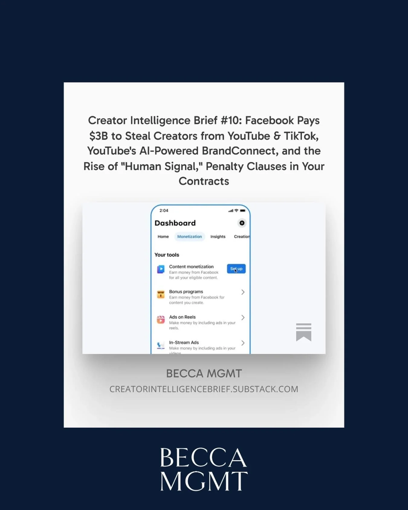 This week on CIB: Facebook Pays 3B to Steal Creators from YouTube and TikTok, YouTubr's AI-Powered BrandConnect, and the Rise of "Human Signal," Penalty Clauses in Your Contracts. 

Read the full scoop on our Substack, link in bio!