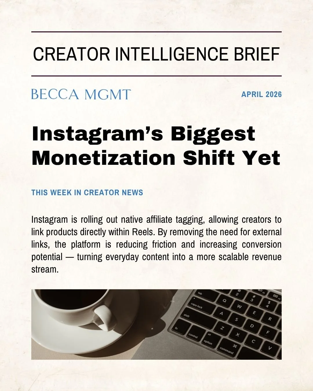 Instagram now allows creators to tag affiliate products directly in reels, removing friction and making monetization more seamless.

That shift turns content into something more powerful: a scalable revenue stream.

The real opportunity? Your existin
